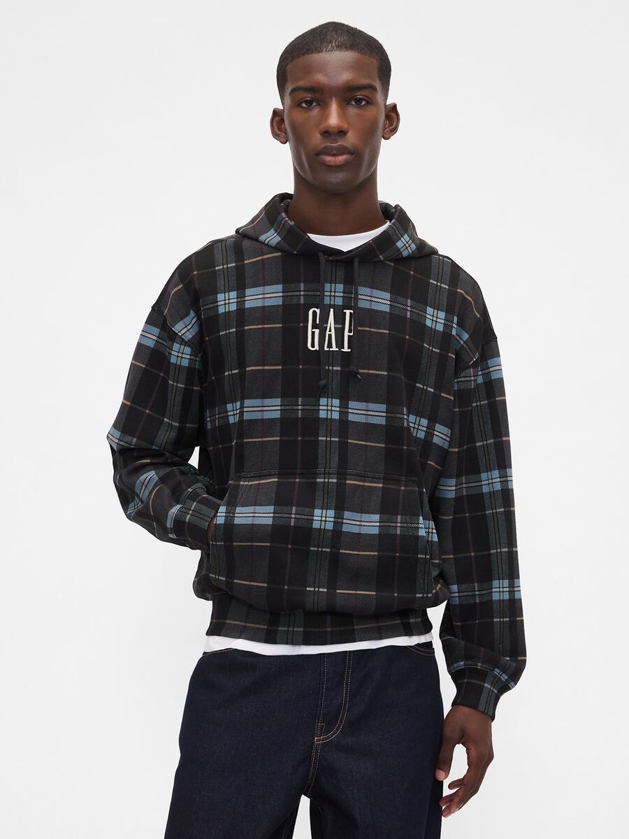 Black Hooded Stripe Sweatshirt Man_0