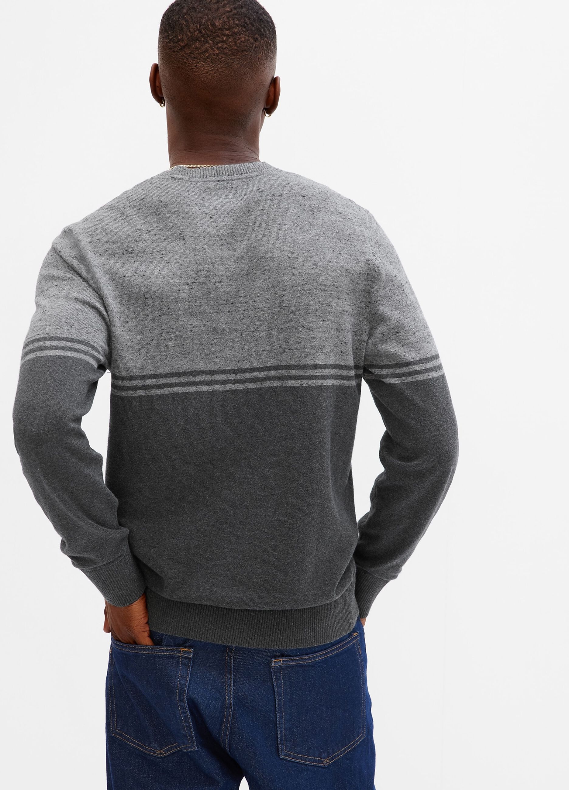 Colour block pullover with fine stripes_1