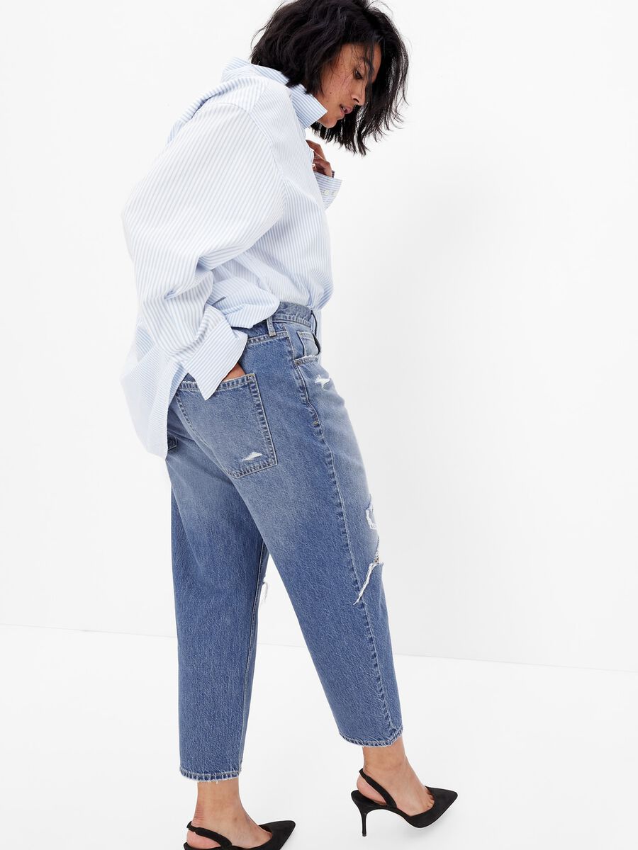 Barrel-leg jeans with rips Woman_3