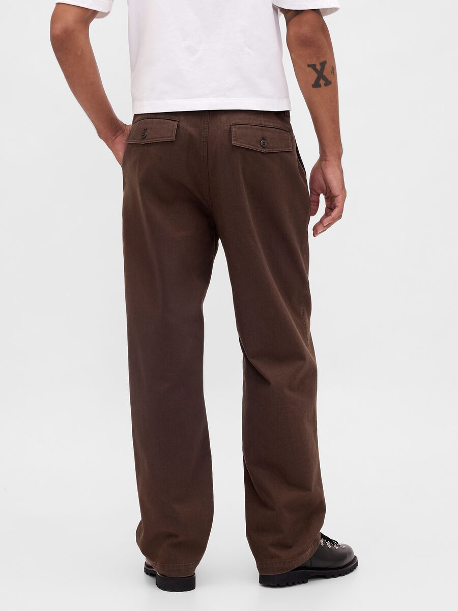 Pantaloni marroni in cotone Uomo_2