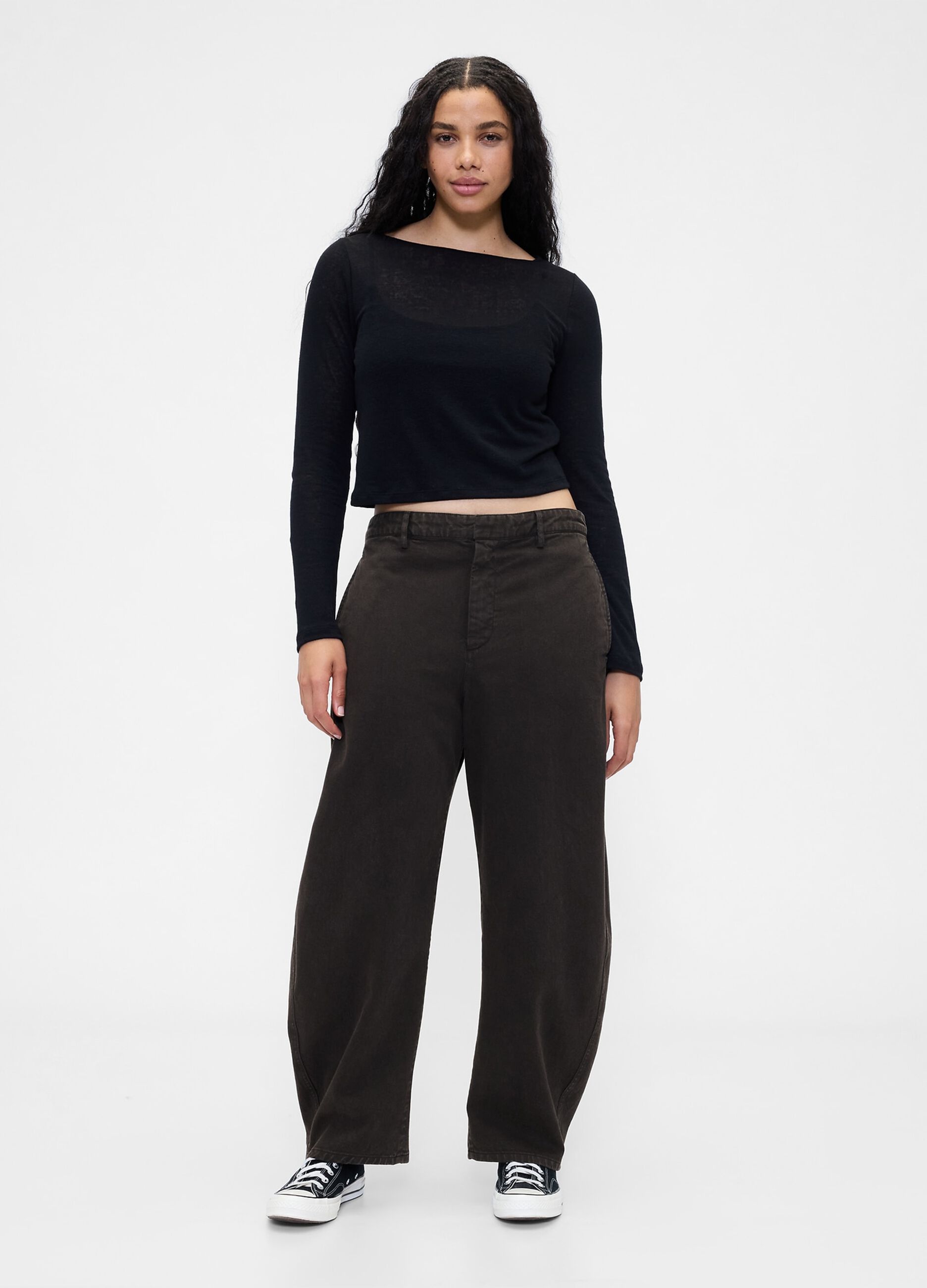 Wide Black Cotton Trousers