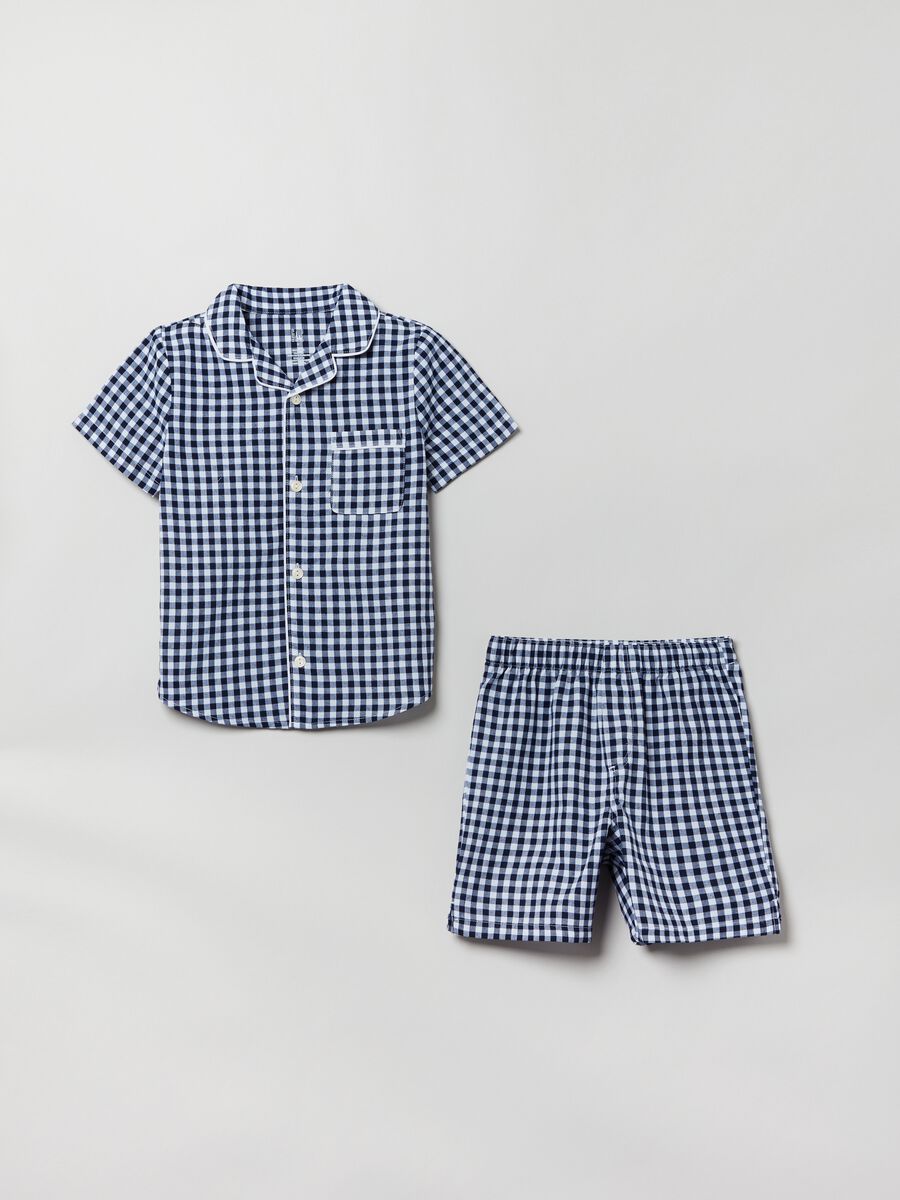 Short pyjamas in gingham cotton Boy_1
