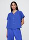 Blue blouse in cotton-viscose blend with short sleeves_0