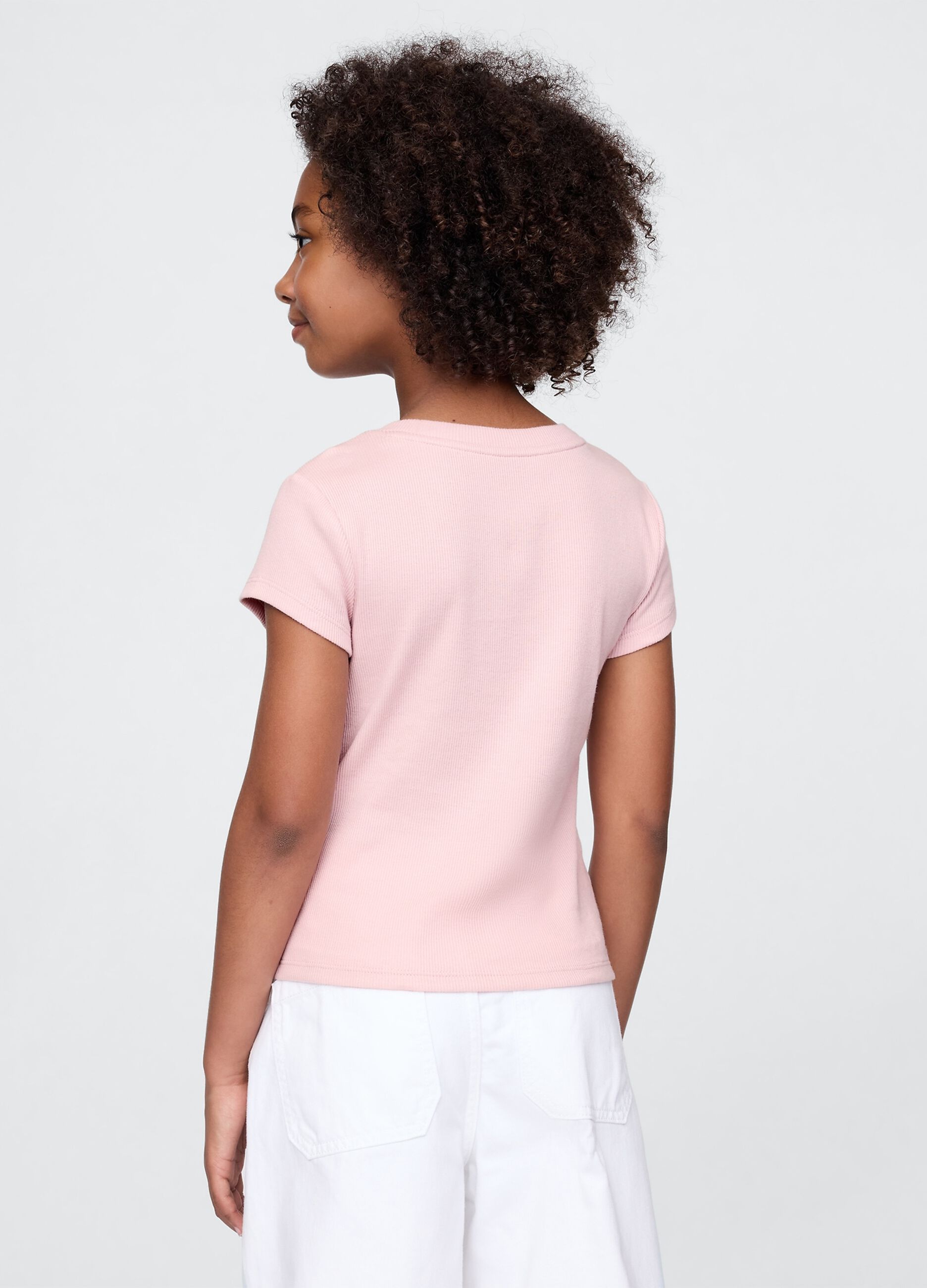 T-shirt rosa a girocollo in puro cotone GAP Kids_1