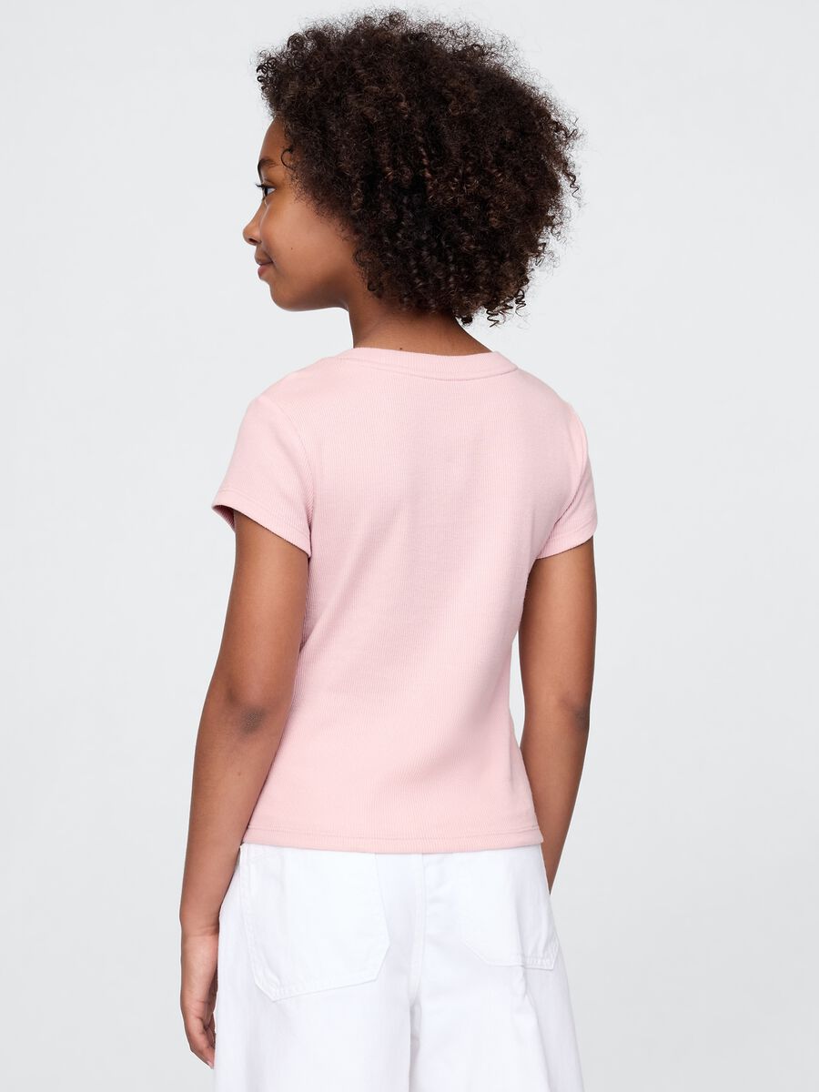 T-shirt rosa a girocollo in puro cotone GAP Kids Bambina_1