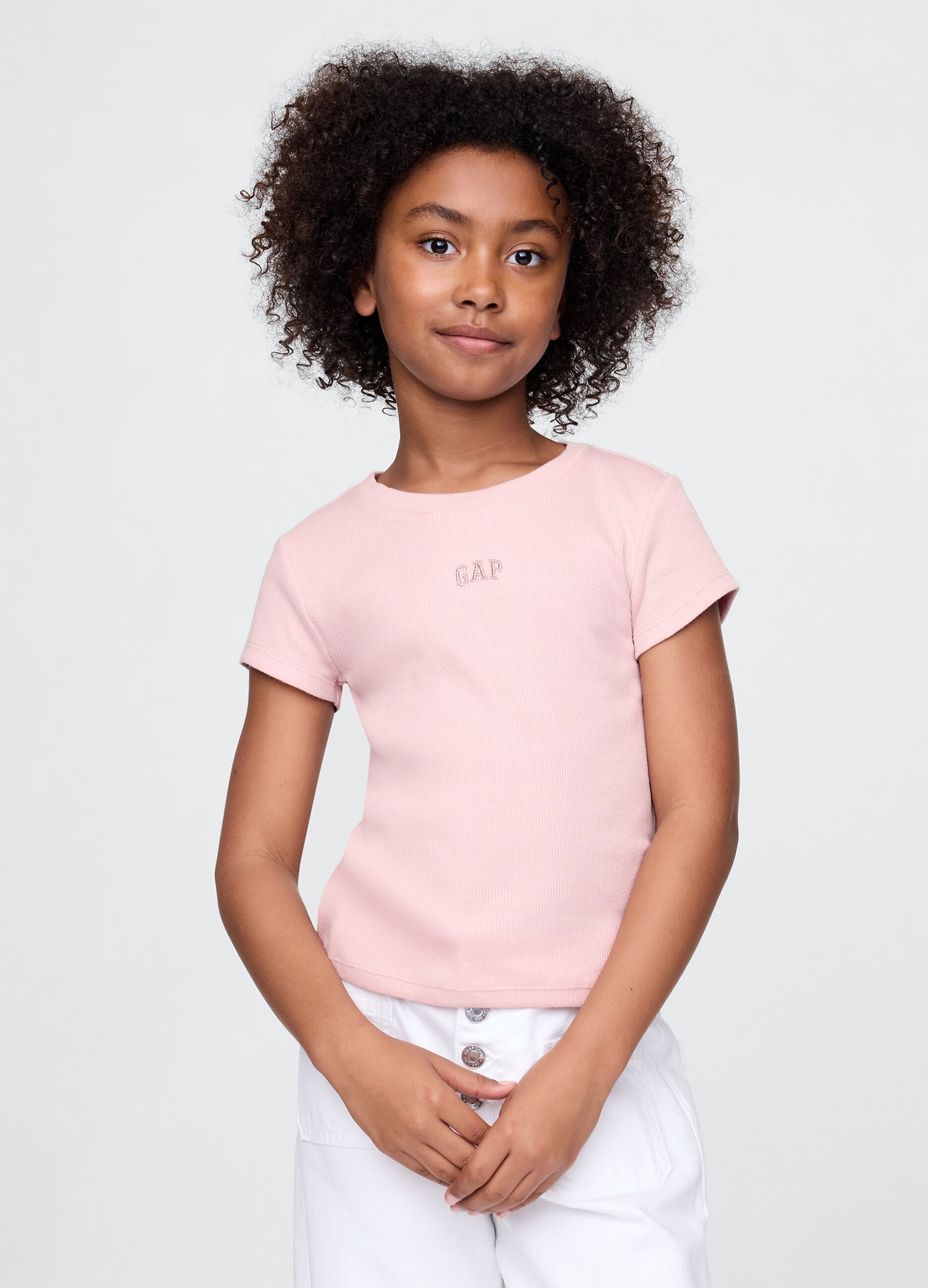 T-shirt rosa a girocollo in puro cotone GAP Kids