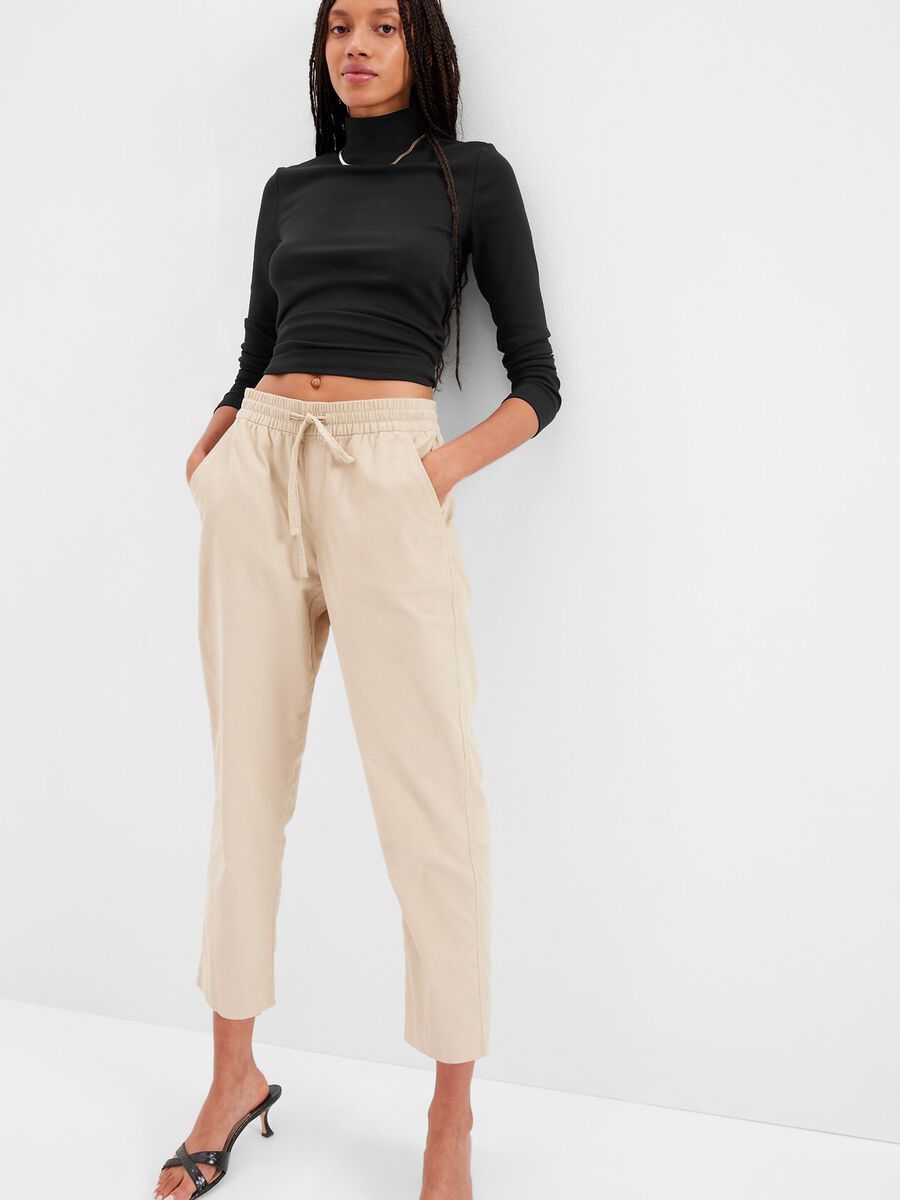 Pull-on pants with drawstring waist Woman_0
