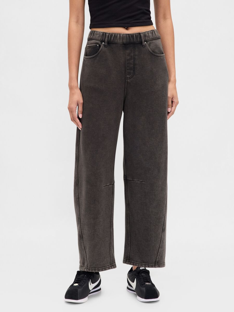 Pantaloni in misto cotone a gamba larga Donna_1