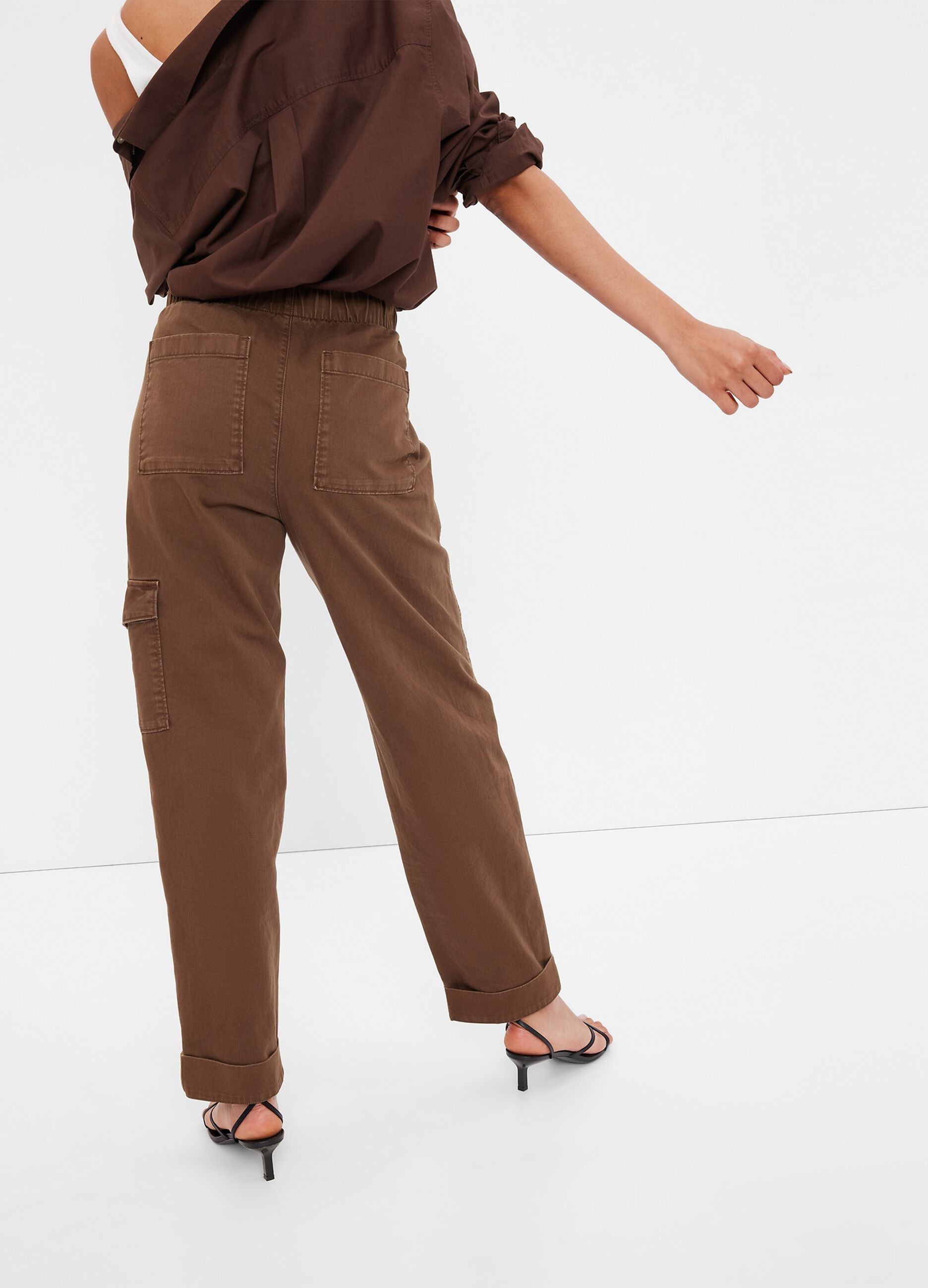Pull-on utility trousers with drawstring