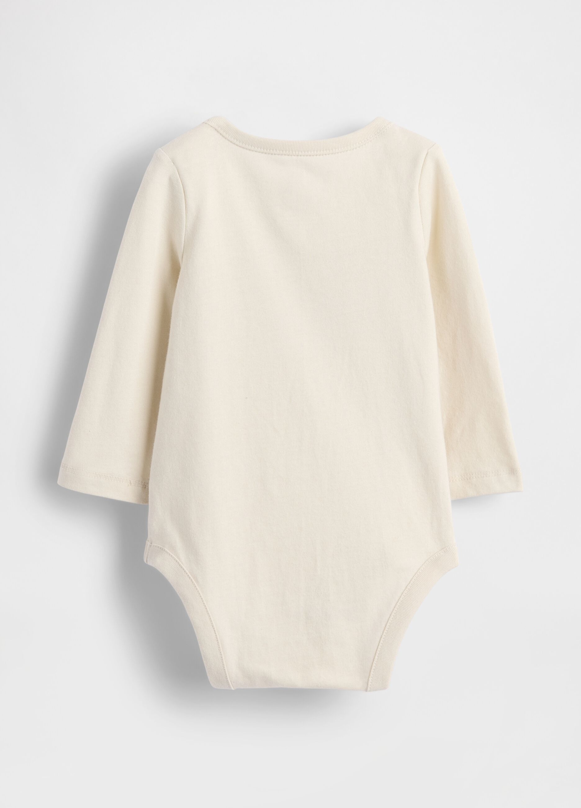 Beige cotton bodysuit with teddy bear print_1