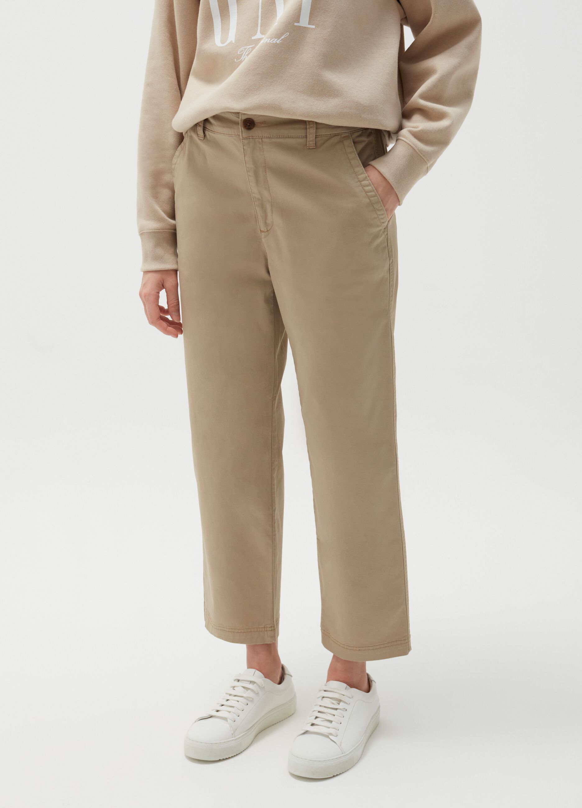 Pantalone girlfriend fit in cotone_1