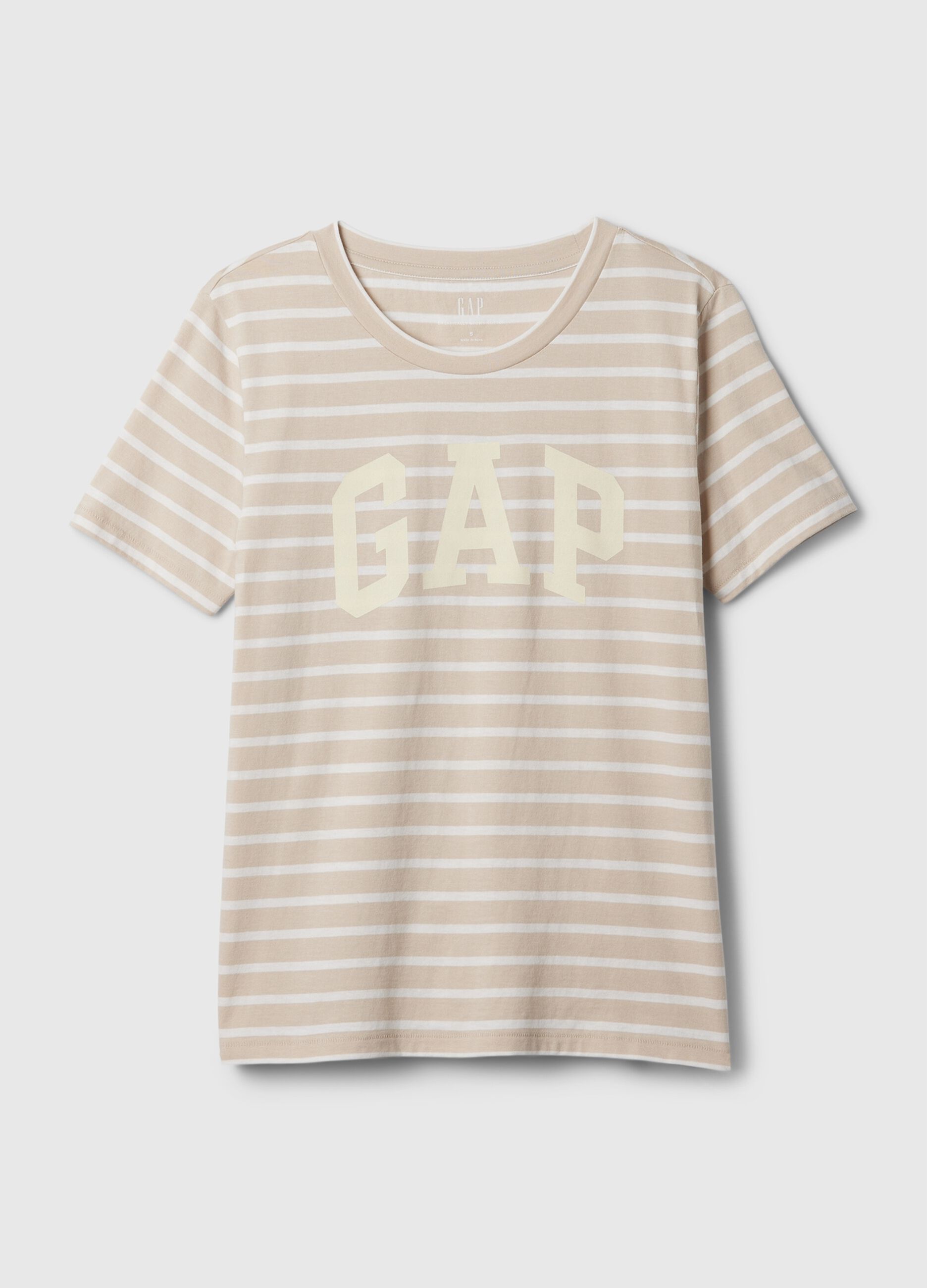 T-shirt a righe con stampa logo_3