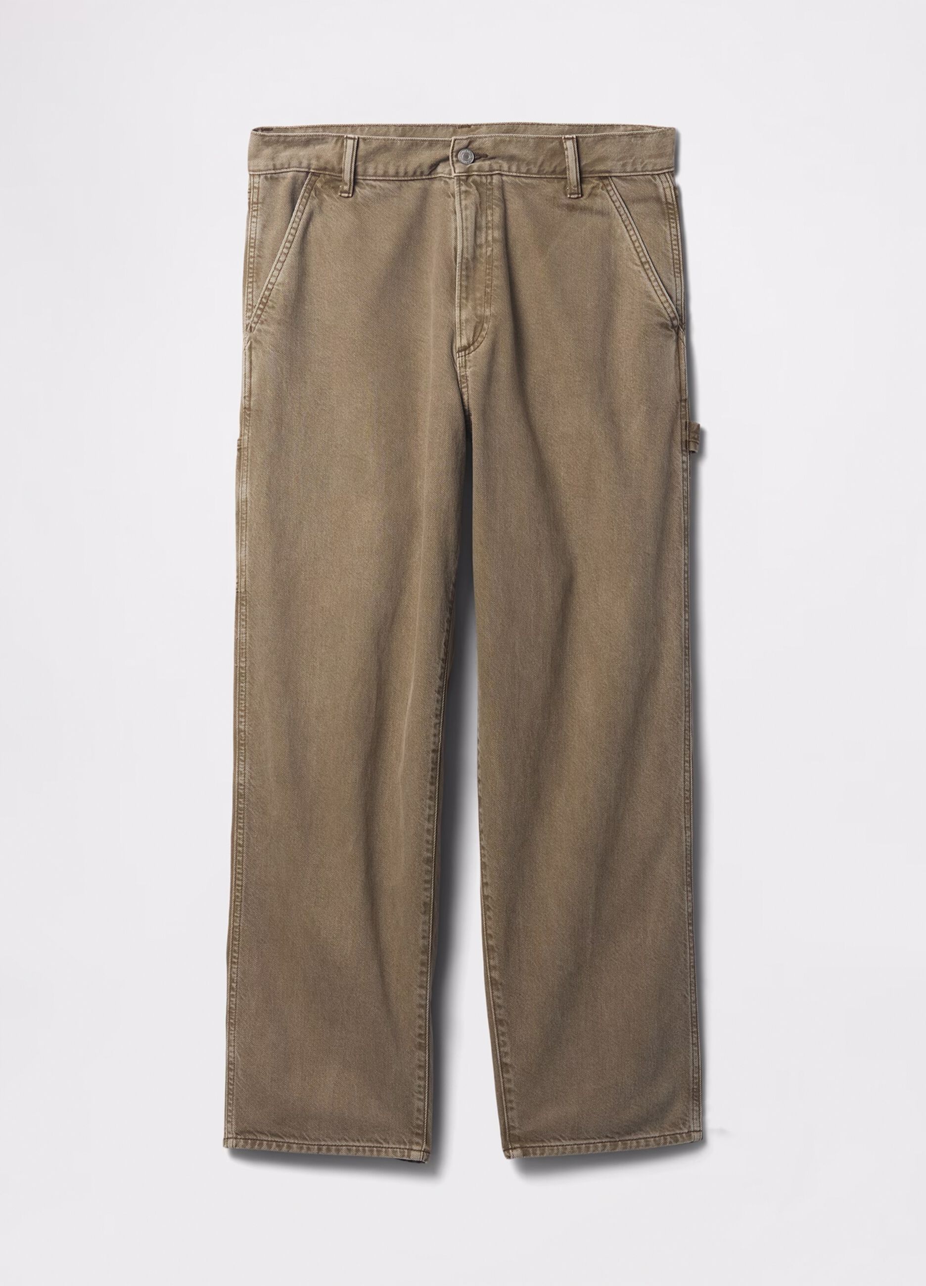 Jeans workwear a gamba larga beige_4