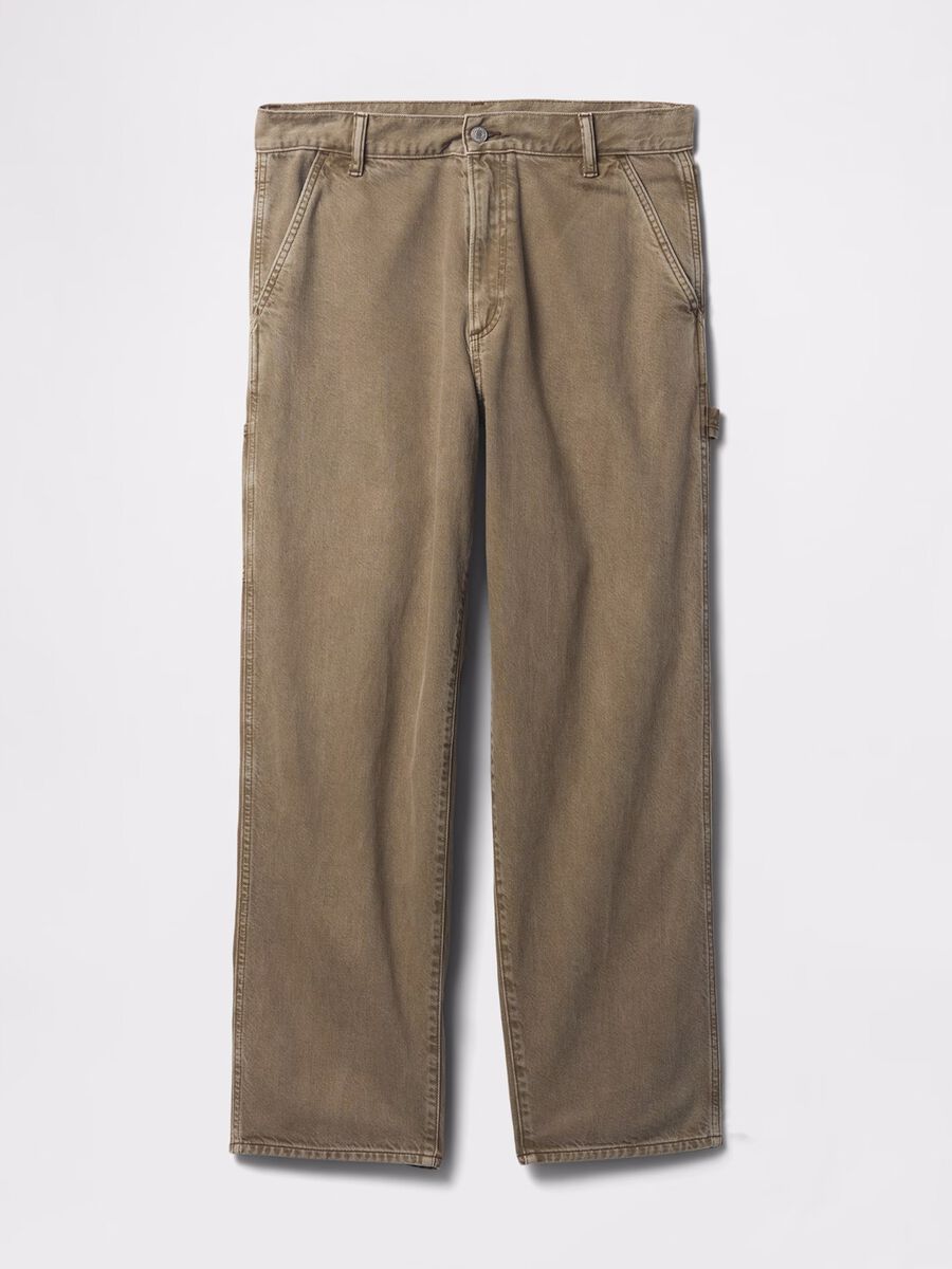 Jeans workwear a gamba larga beige Uomo_4