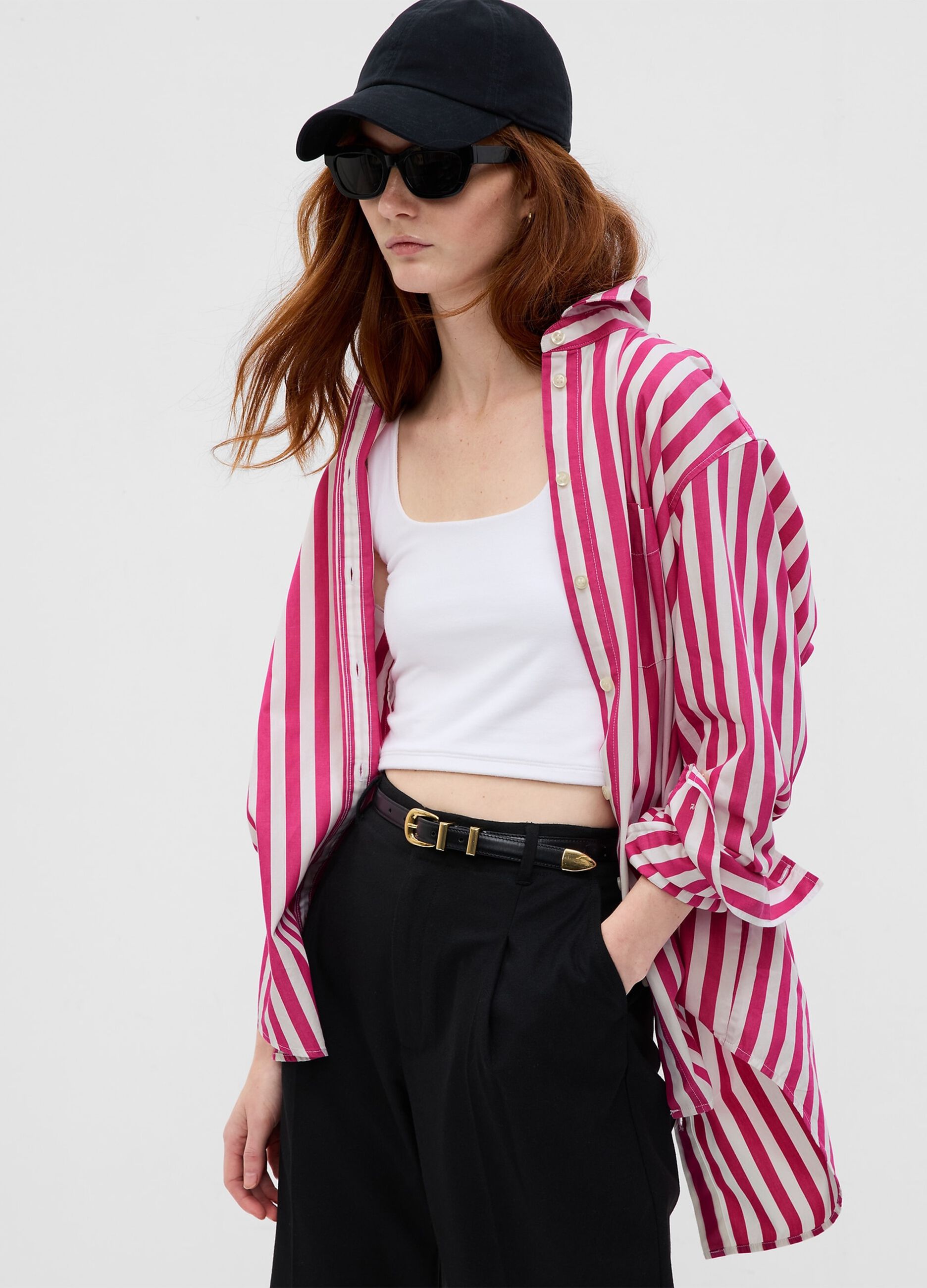 Oversize striped cotton shirt