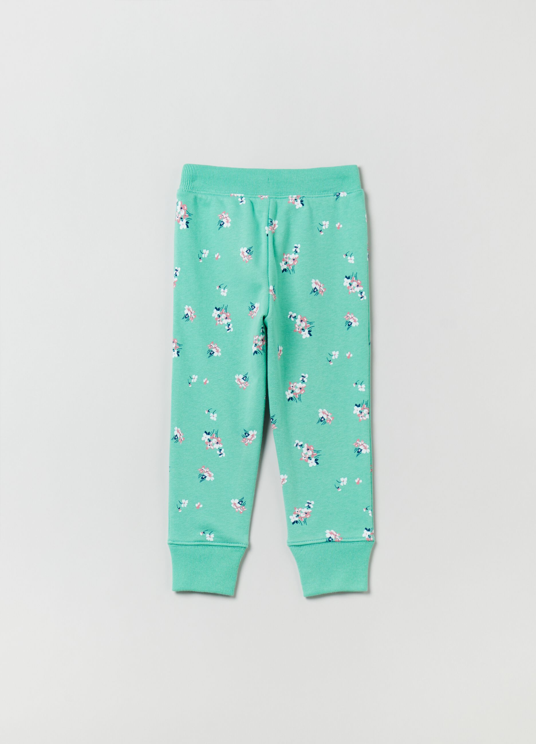 Joggers with floral print, logo and drawstring._1