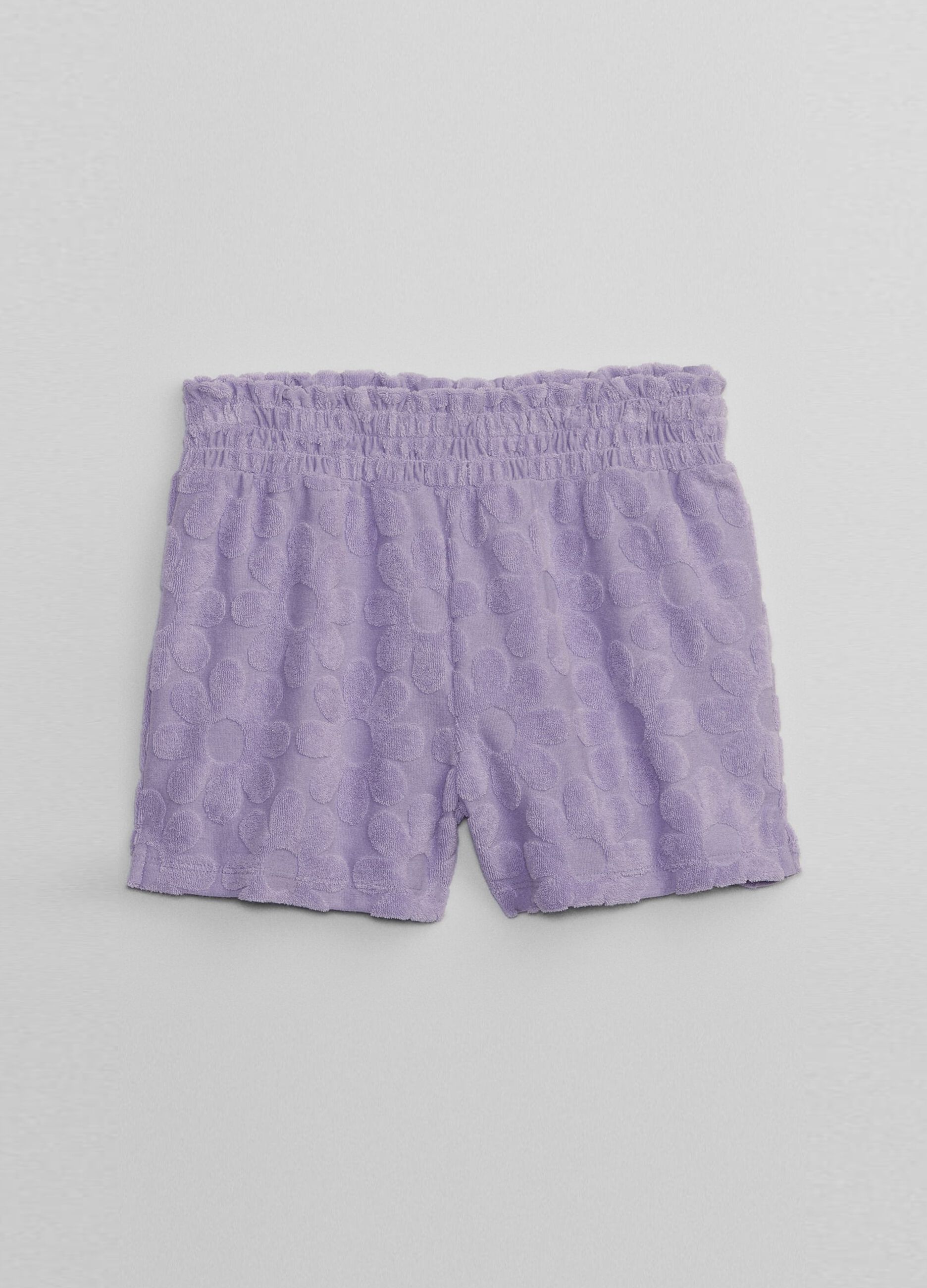 French terry shorts with raised flowers_1