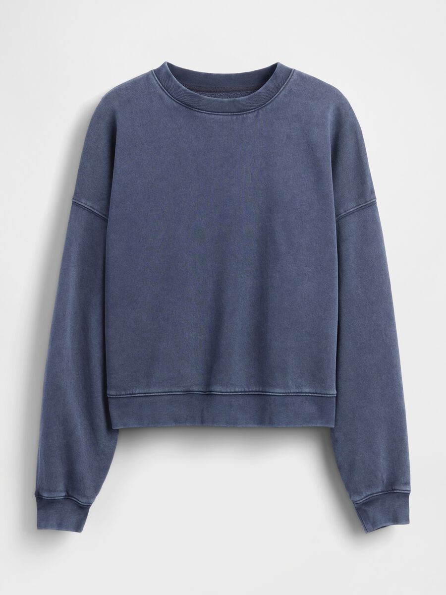Blue Crew Neck Cotton Blend Sweatshirt Woman_4