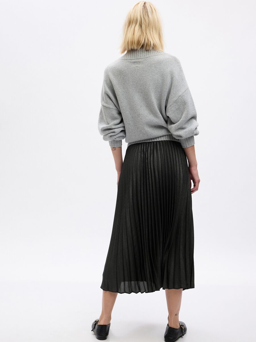 Metal-effect pleated midi skirt Woman_1