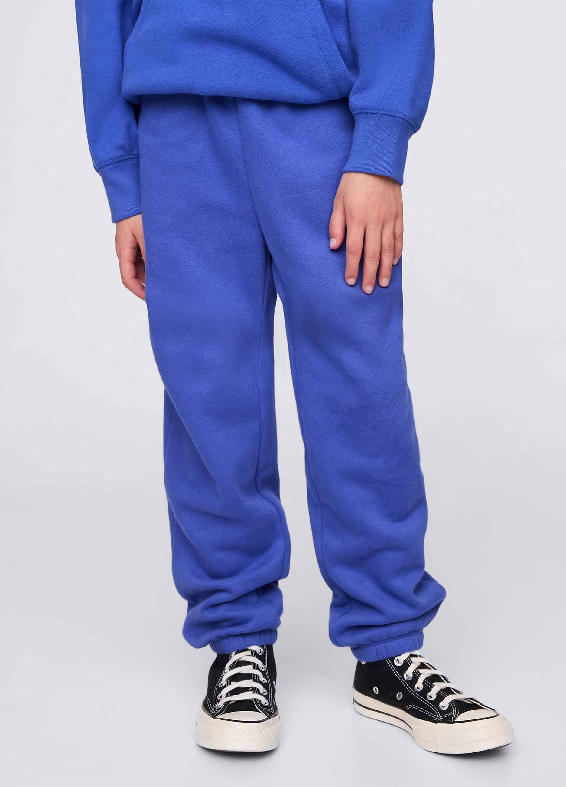 Joggers blu con profili elasticati_1