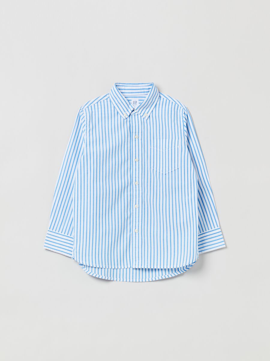 Striped poplin shirt Boy_0