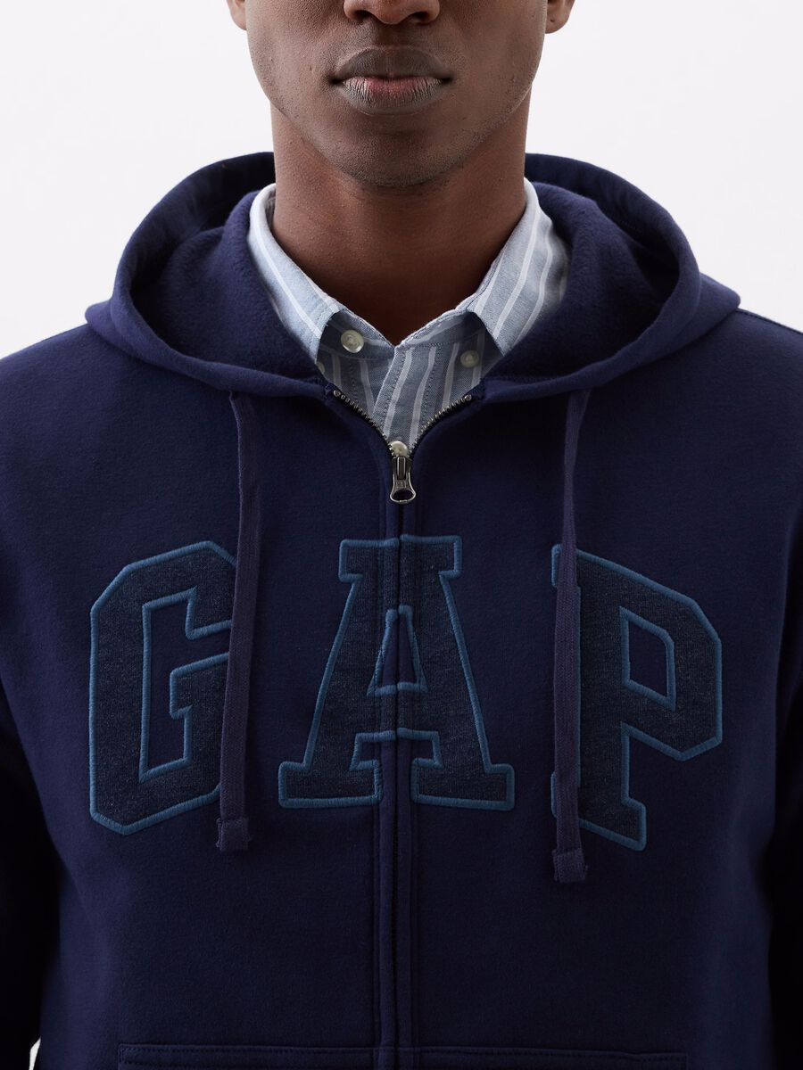 Full-zip in felpa con ricamo logo Uomo_2