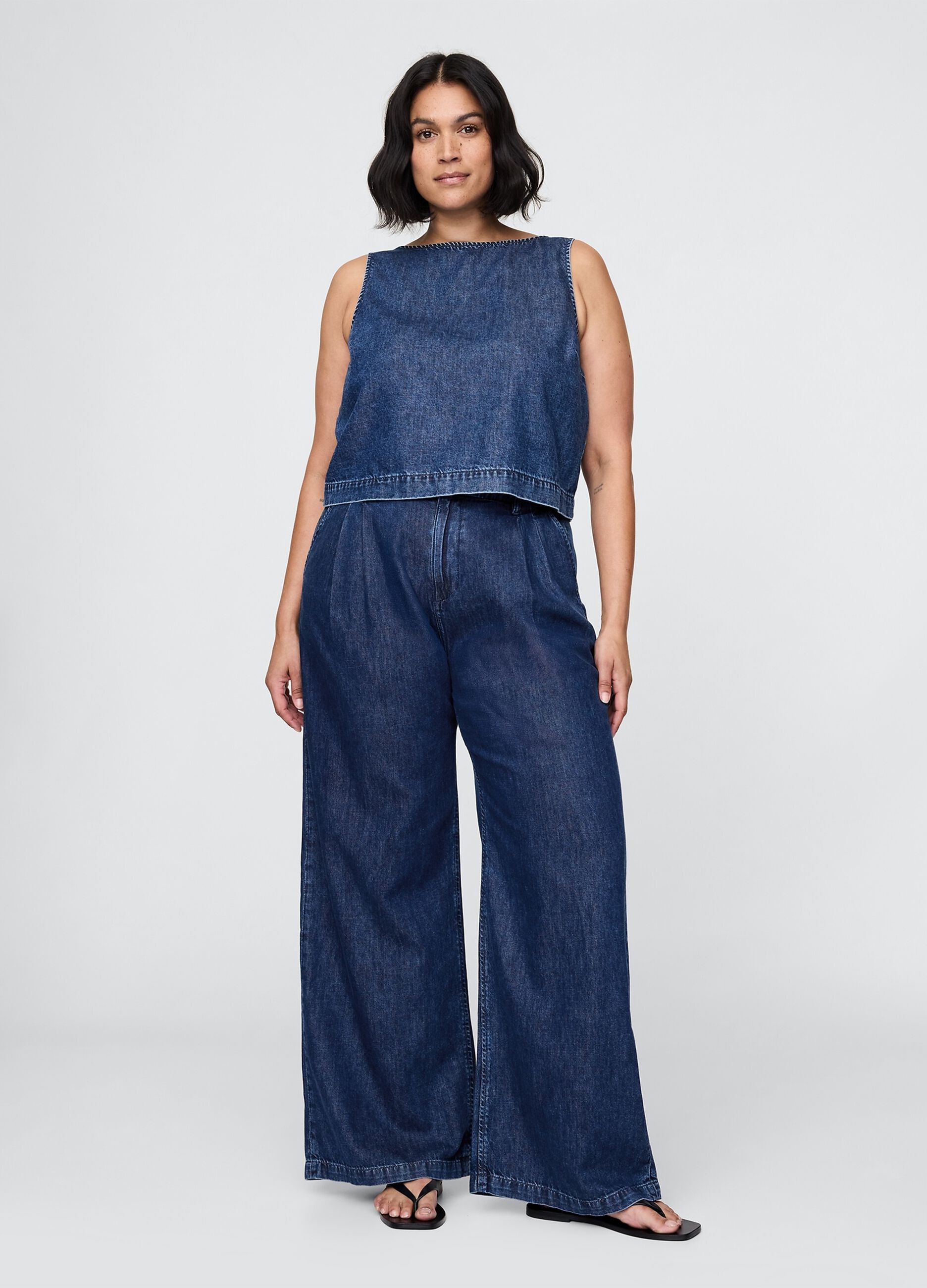 Pantaloni a palazzo in denim_4