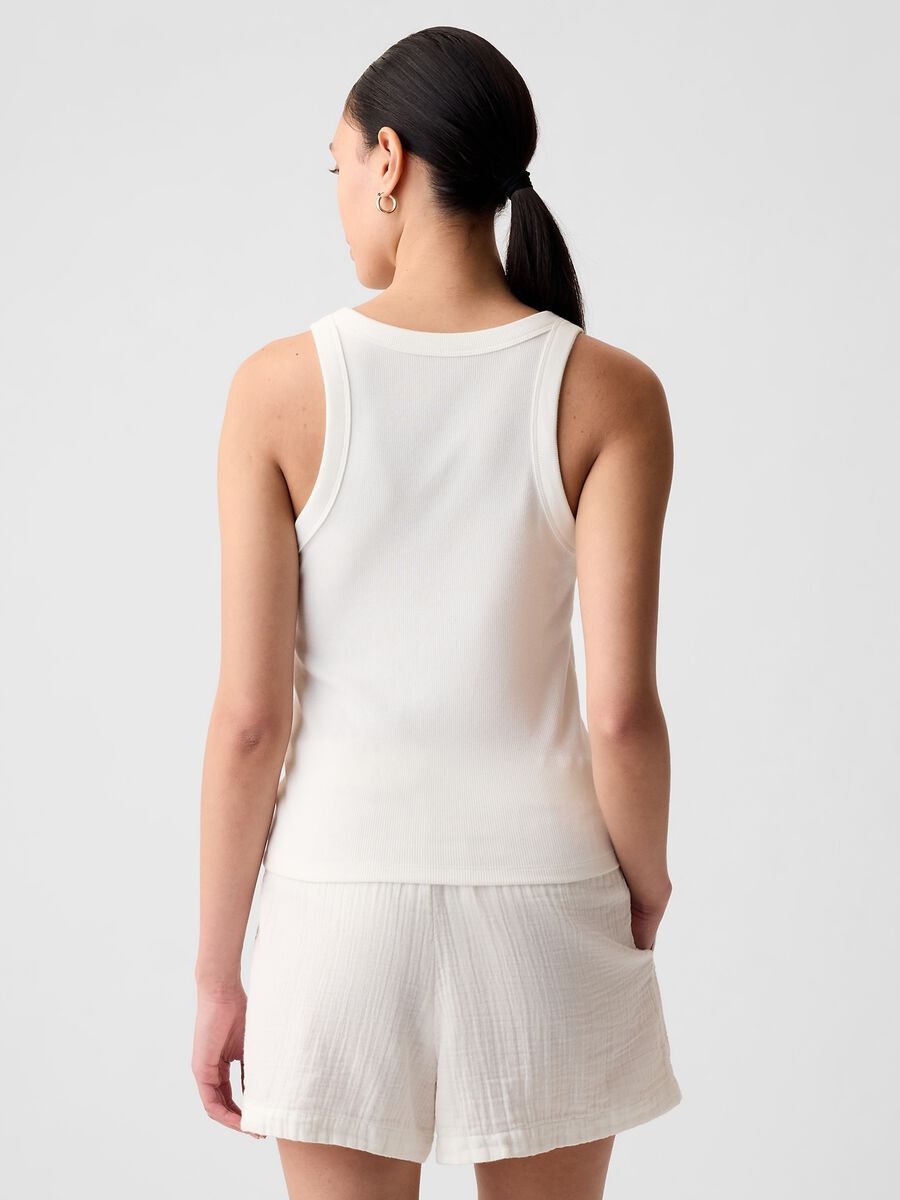 Tank top a costine con scollo halter Donna_2
