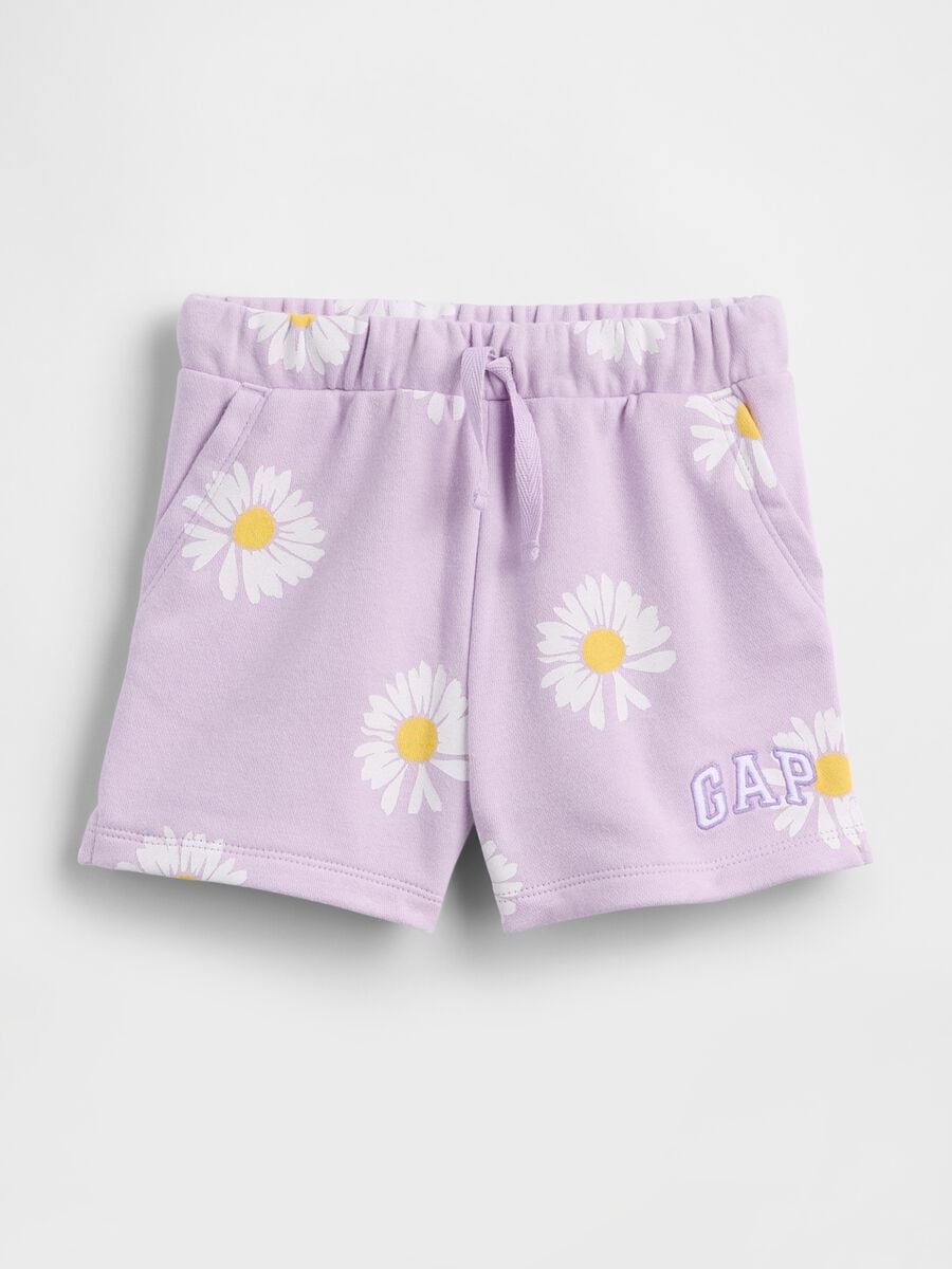 Shorts in misto cotone con logo GAP e stampa a fiori Bimba_0