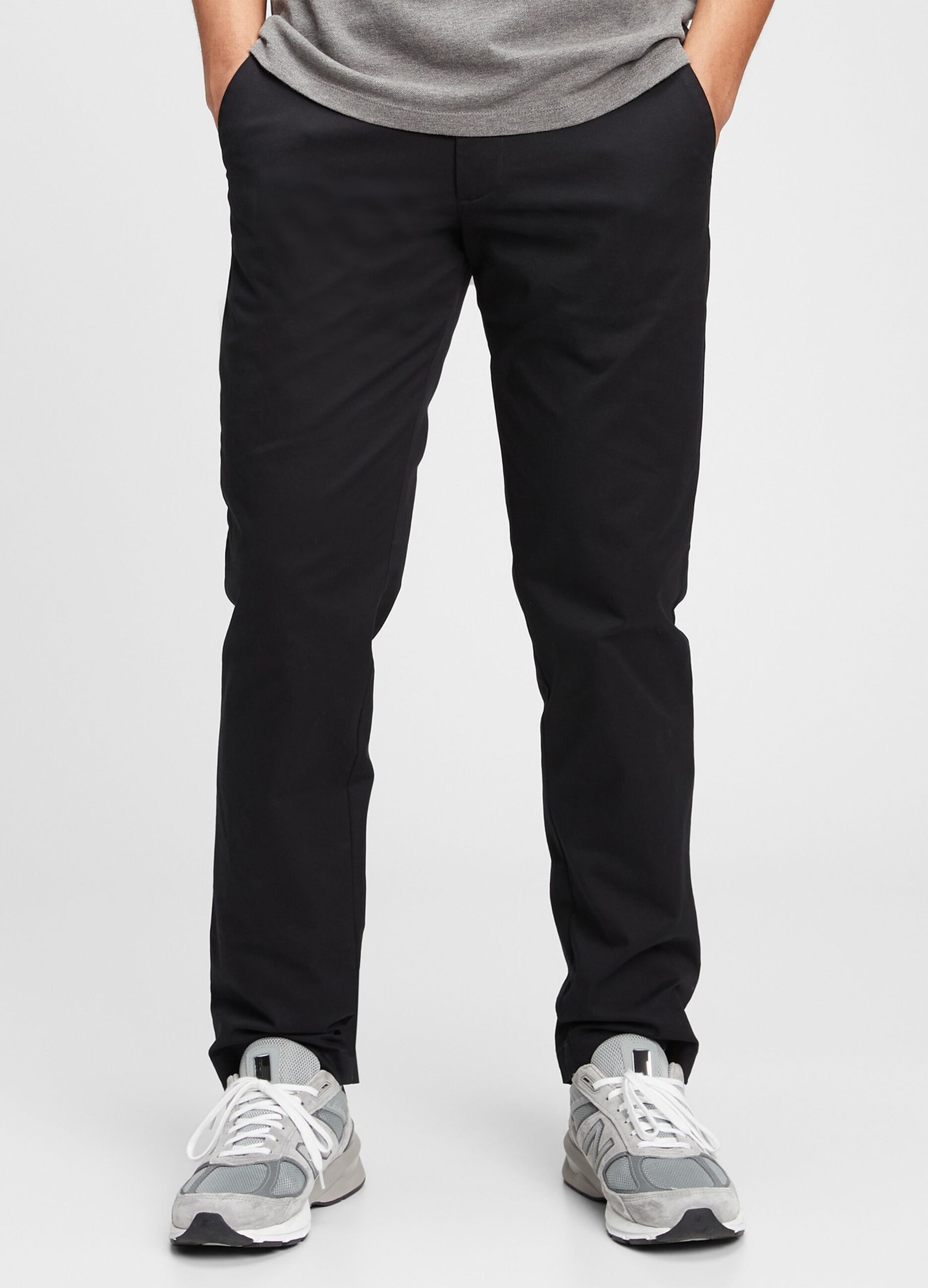 Pantaloni chino straight fit in cotone stretch_0