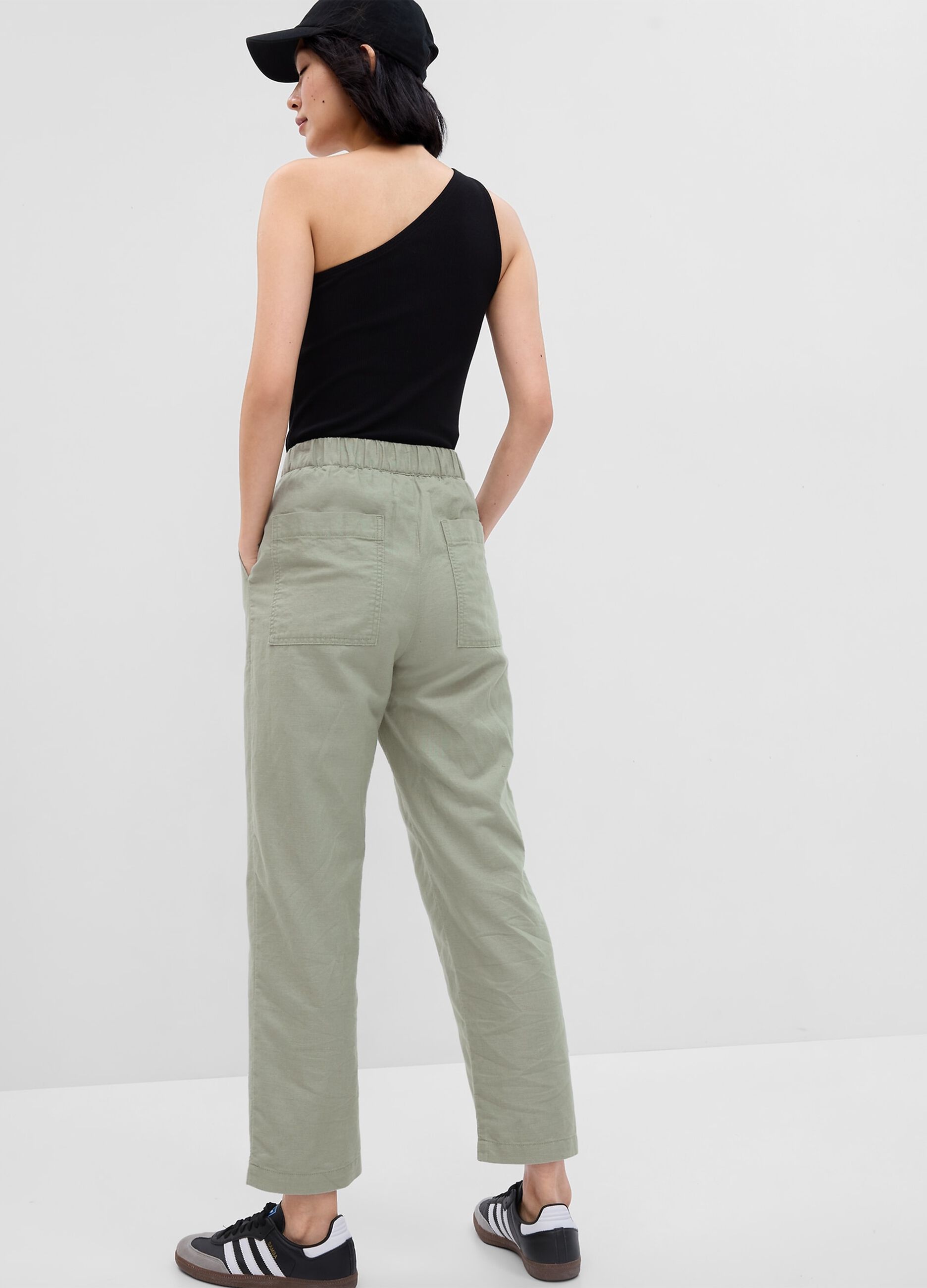 Pantaloni straight fit in lino e cotone_1