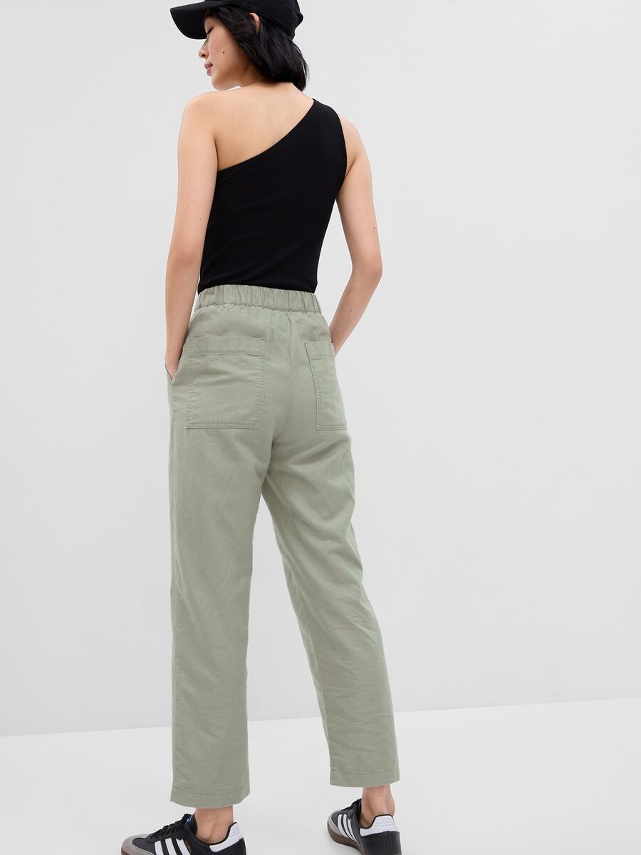 Straight-fit trousers in linen and cotton Woman_1