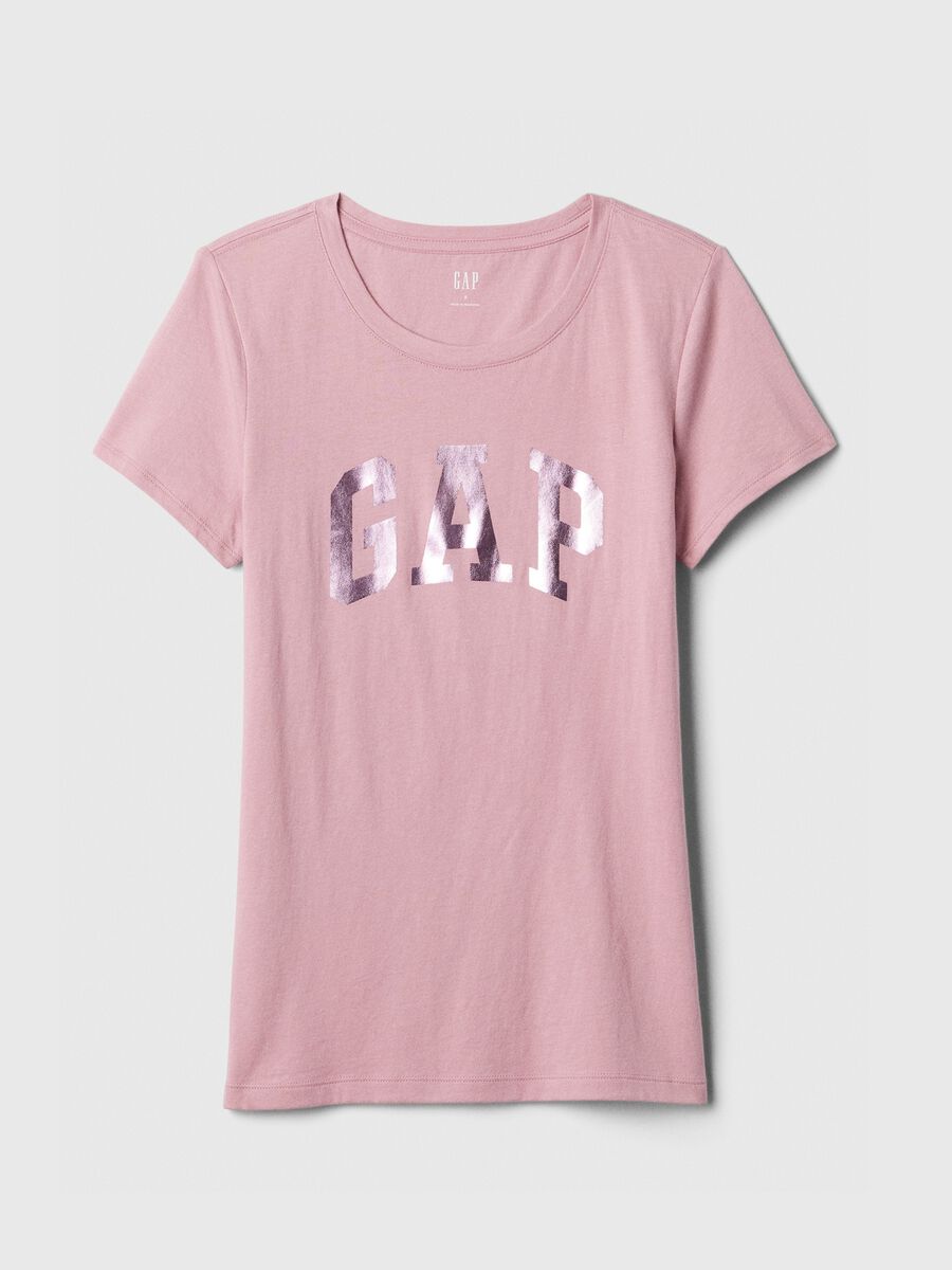 T-shirt con stampa logo in foil Donna_4