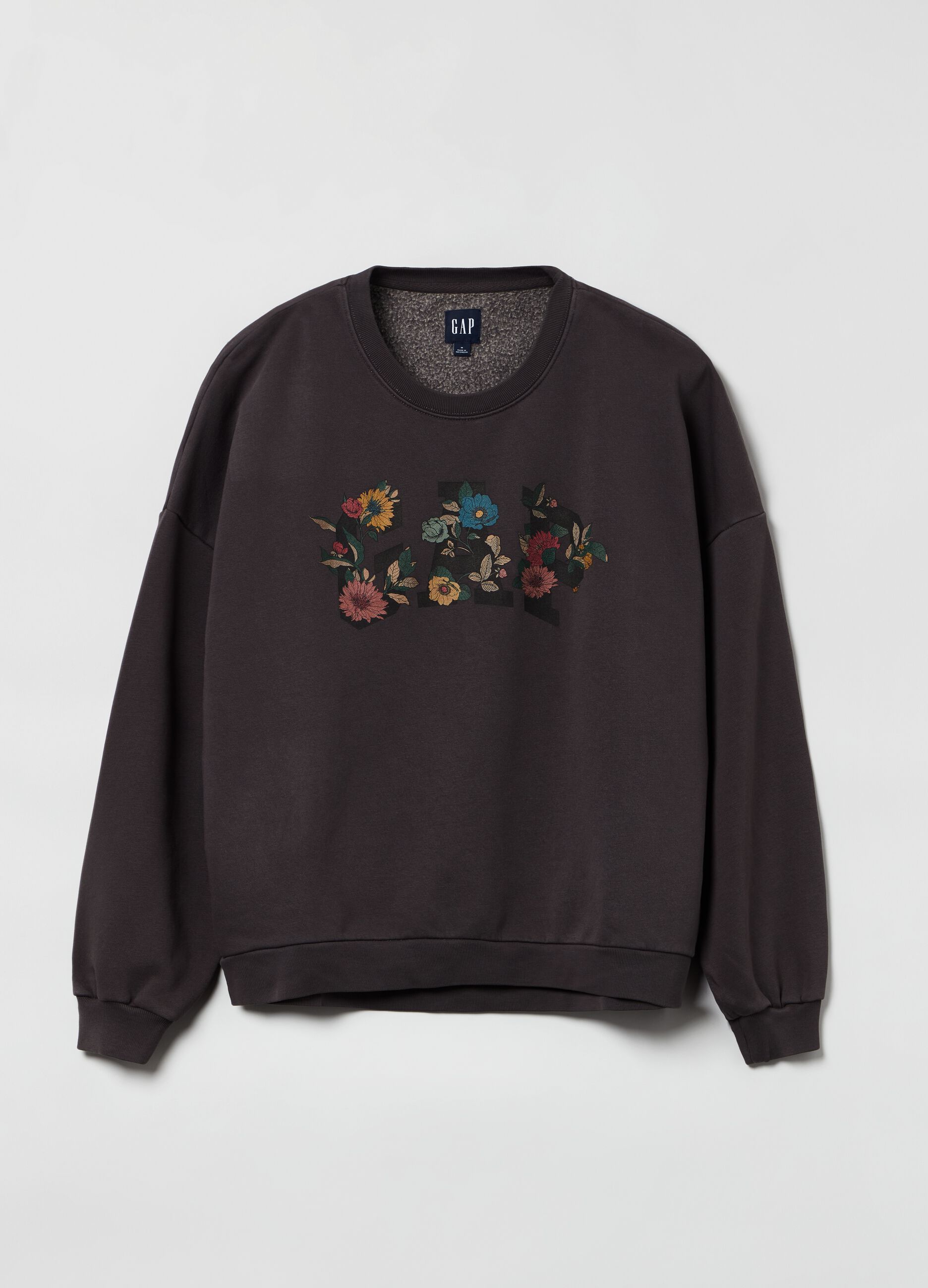 Sweatshirt with round neck and floral logo print_1