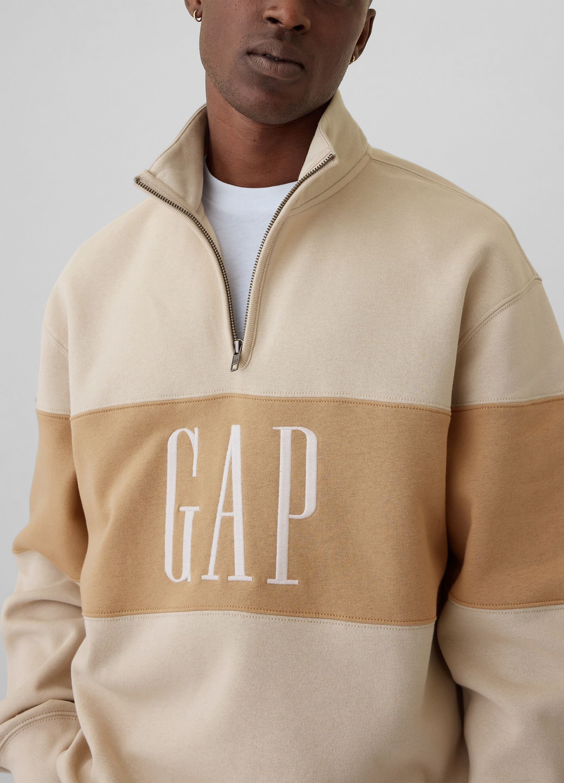 Felpa half-zip colorblock con ricamo logo_3