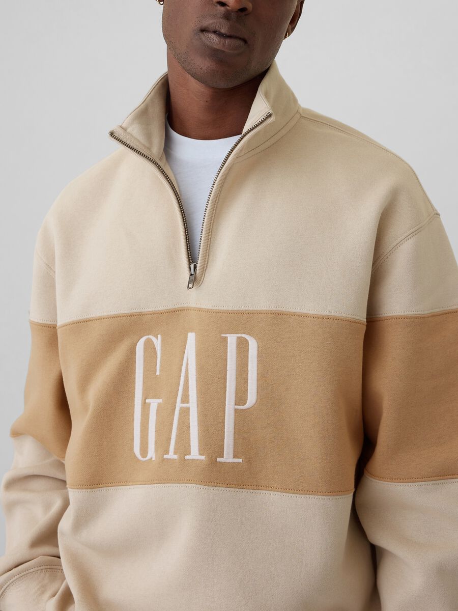 Felpa half-zip colorblock con ricamo logo Uomo_3