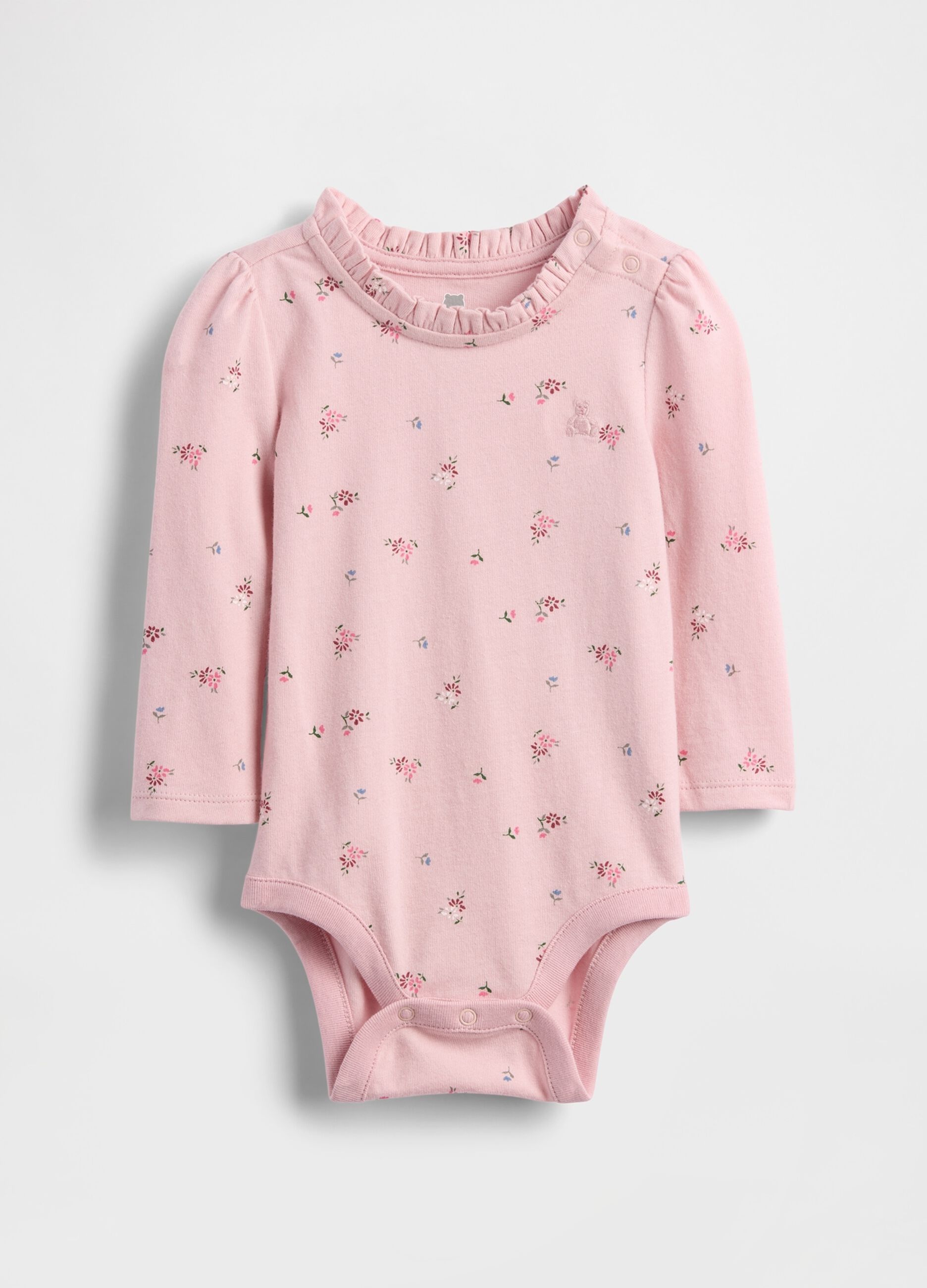 Body rosa in cotone con motivo floreale