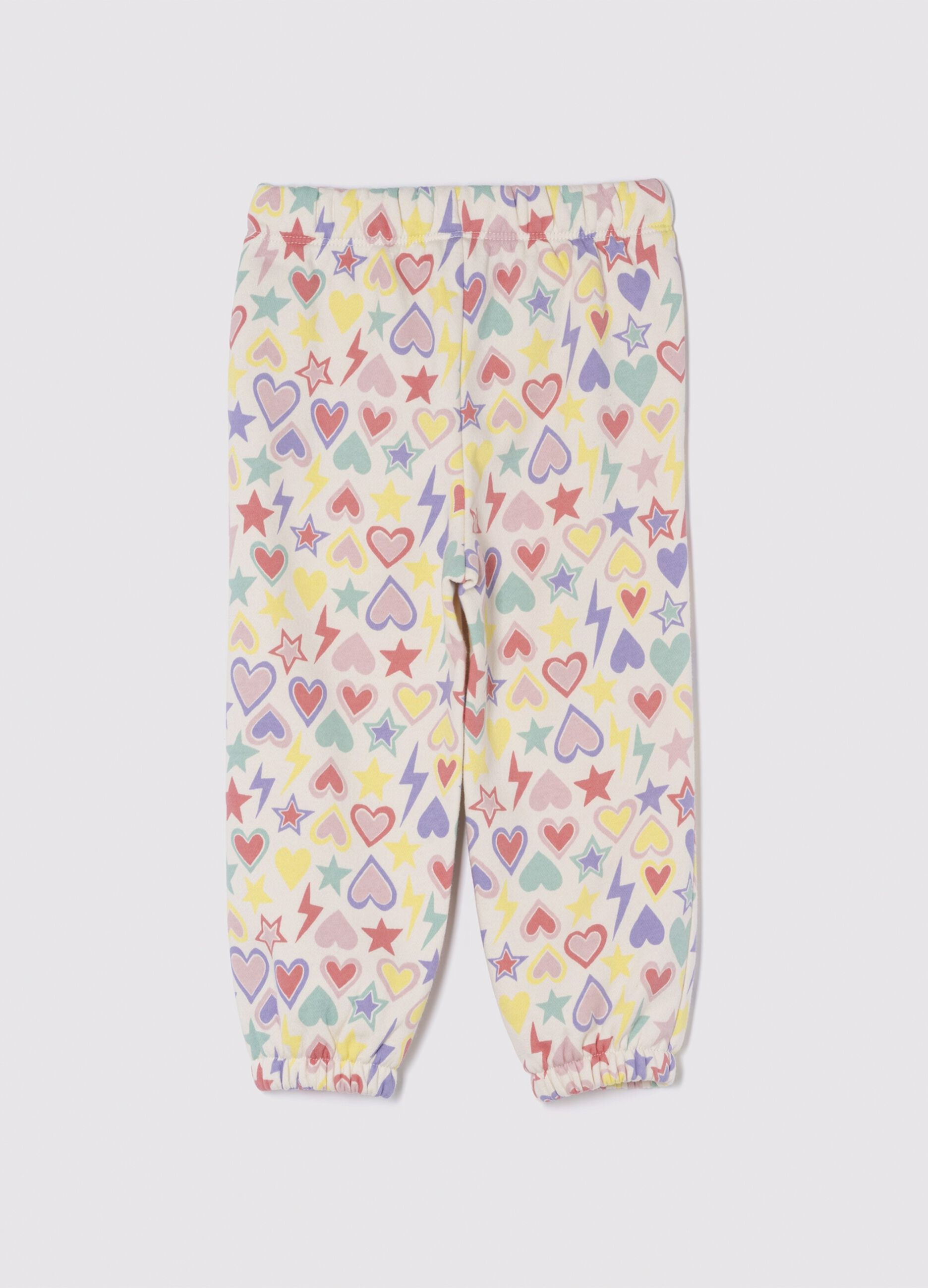 Joggers multicolor con coulisse stampa e ricamo logo_1