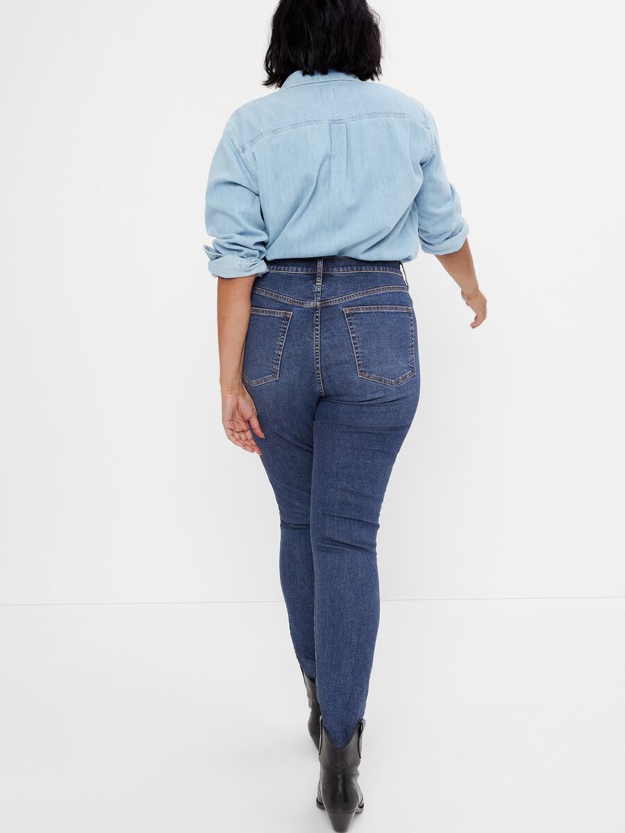 High-waisted skinny-fit jeans with worn look Woman_3