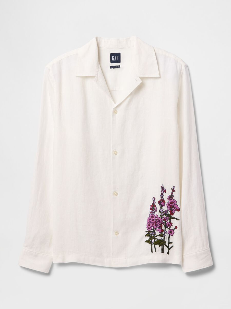 Camicia bianca con ricamo floreale Uomo_3