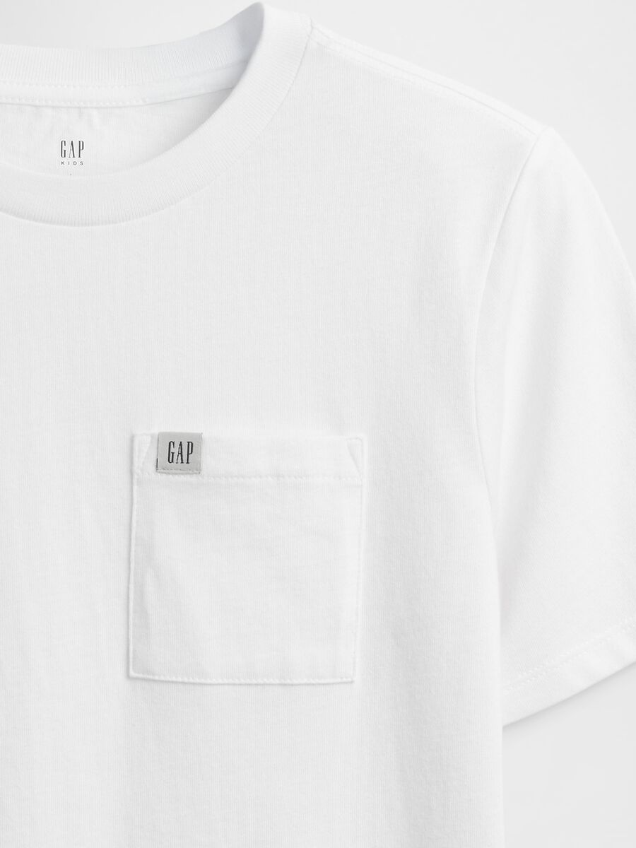 T-shirt bianca a maniche corte in cotone Bambino_1