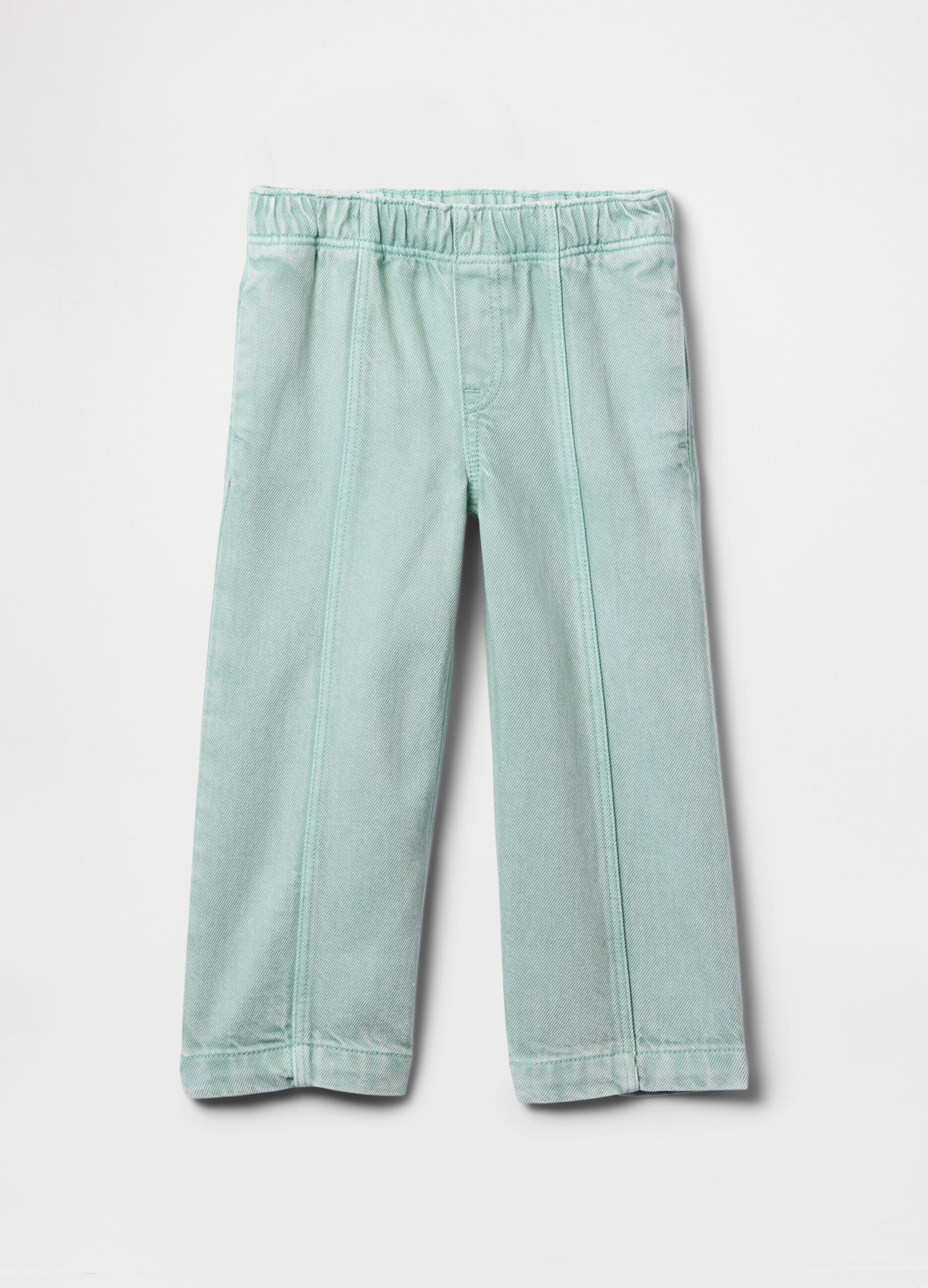 Pantaloni wide leg in denim verde per bambina_1