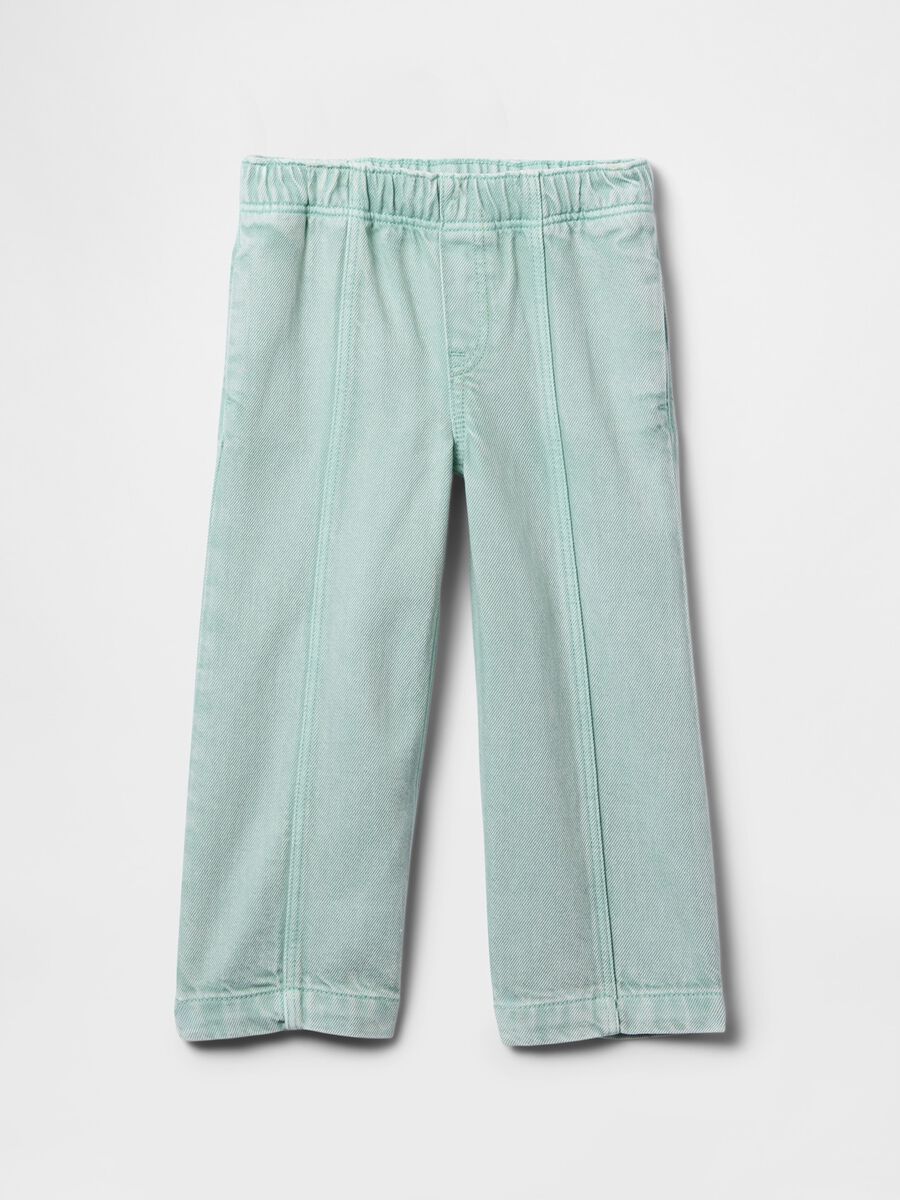 Pantaloni wide leg in denim verde per bambina Bimba_1