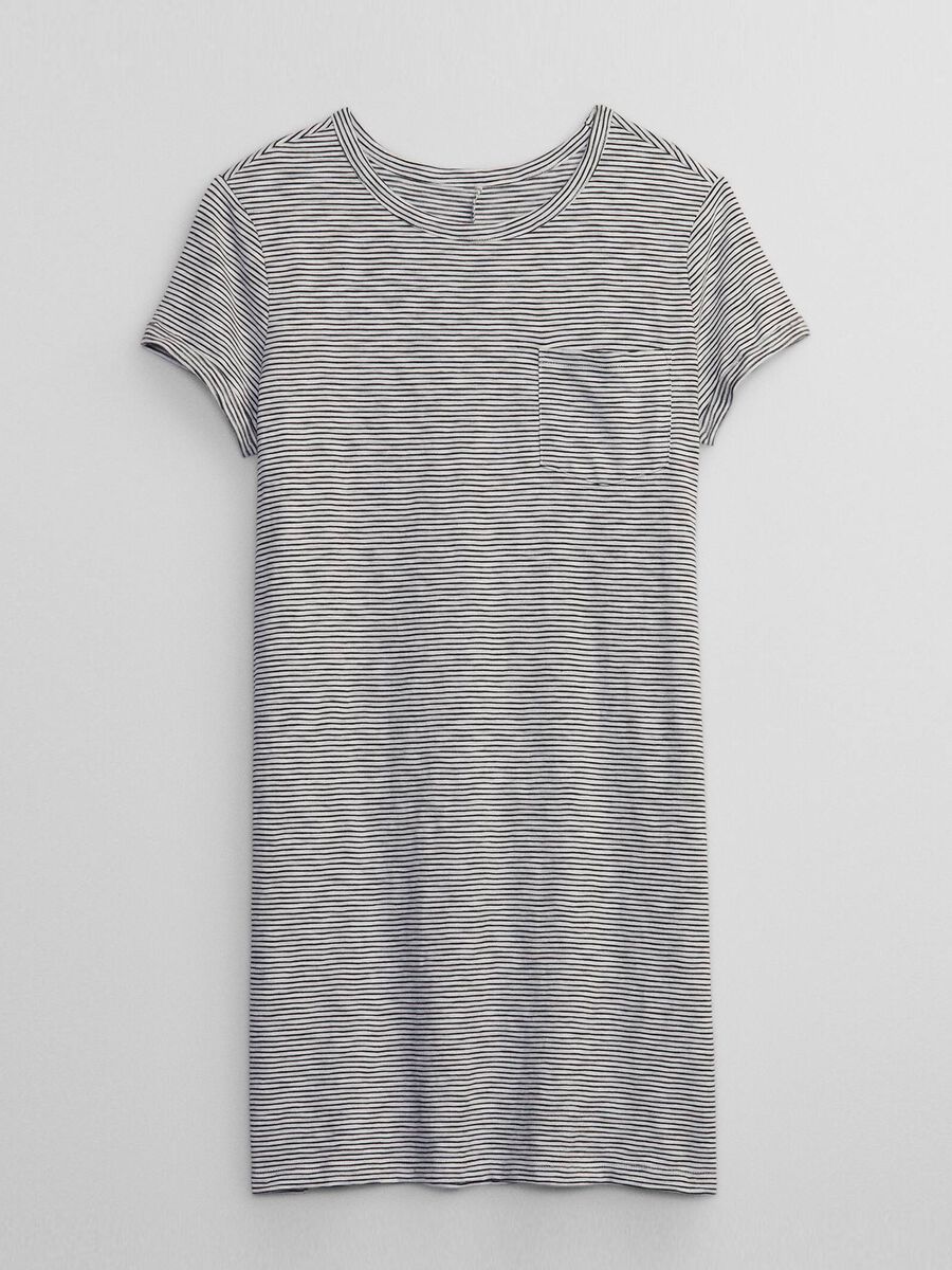 Cotton T-shirt dress with thin stripes Woman_4