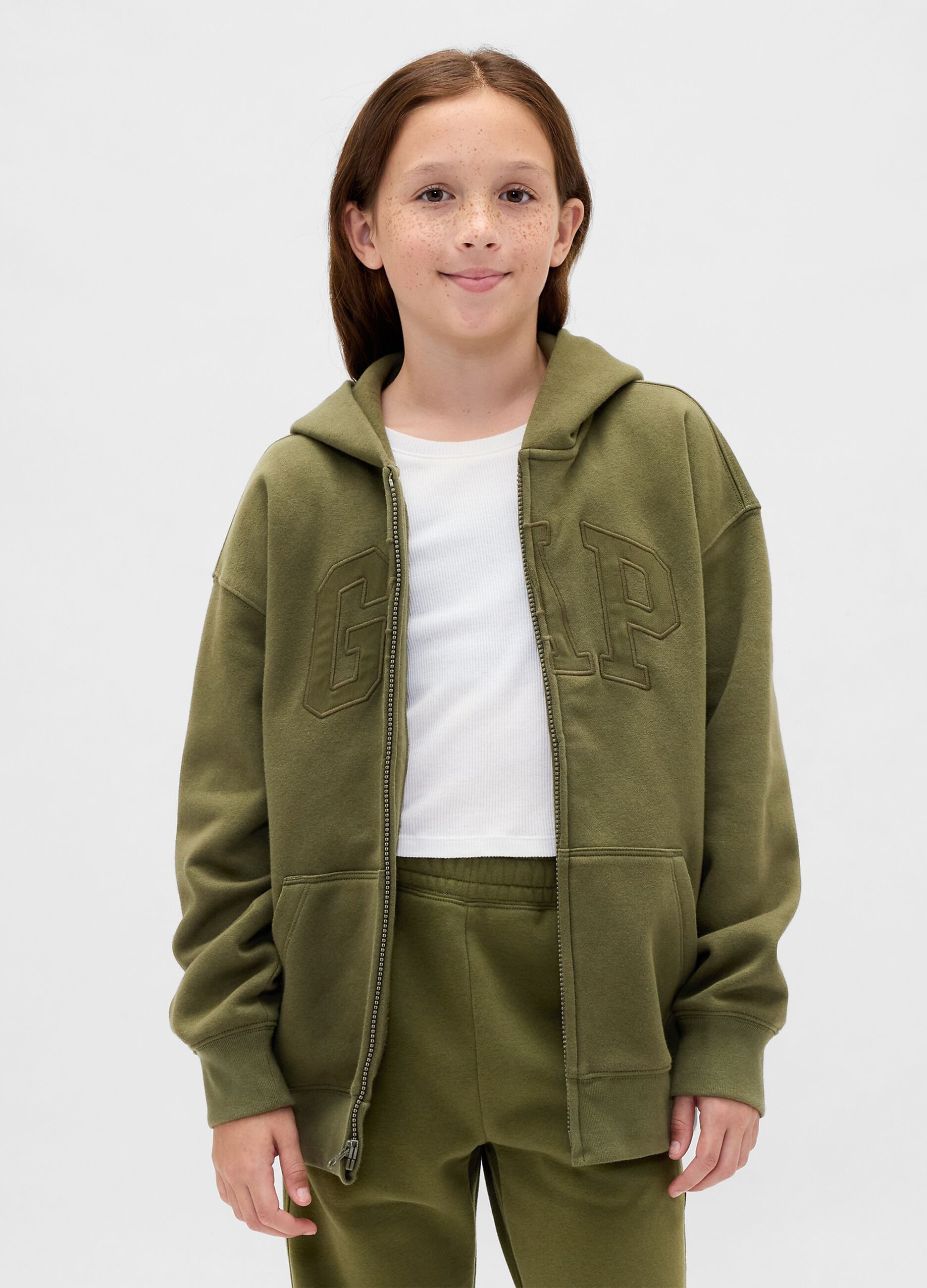 Green Hoodie with Full Zip