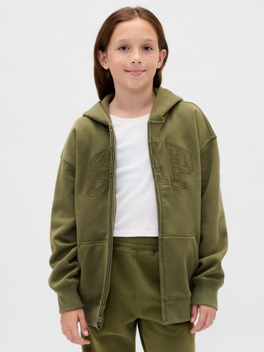 Green Hoodie with Full Zip Boy_2