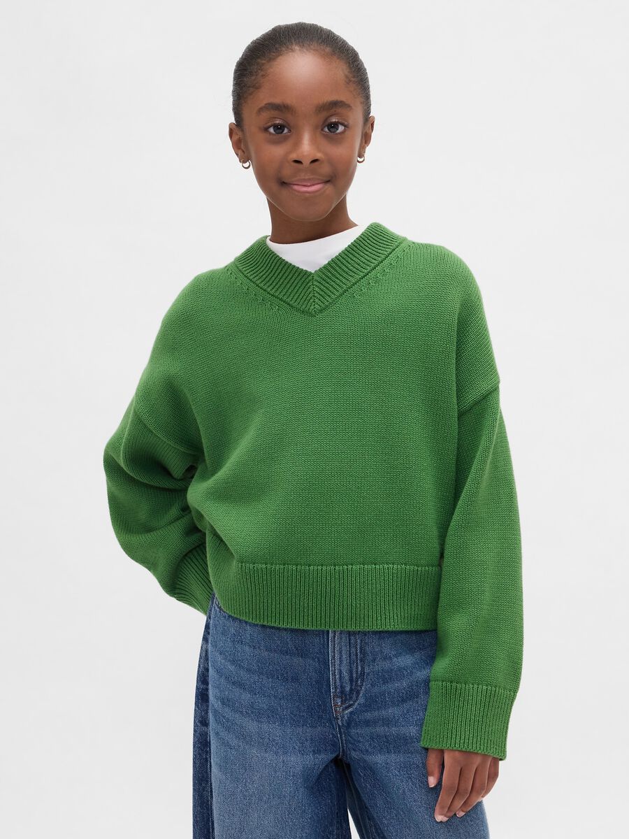 Maglione verde in cotone Bambina_0