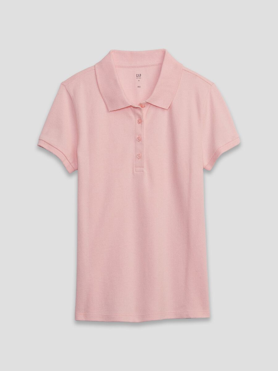 Solid colour pique polo shirt Girl_0