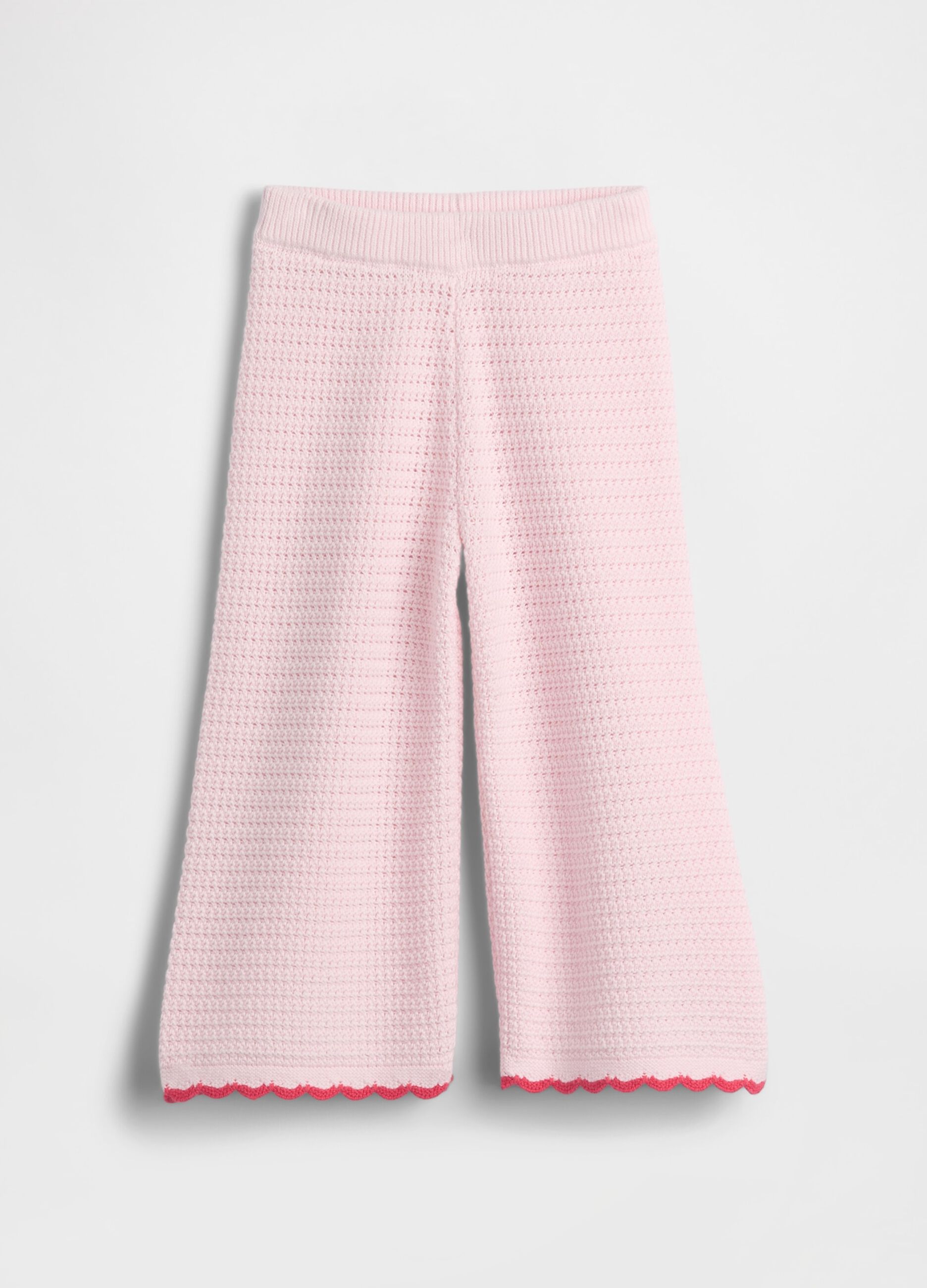 Pantaloni wide leg in puro cotone con lavorazione traforata