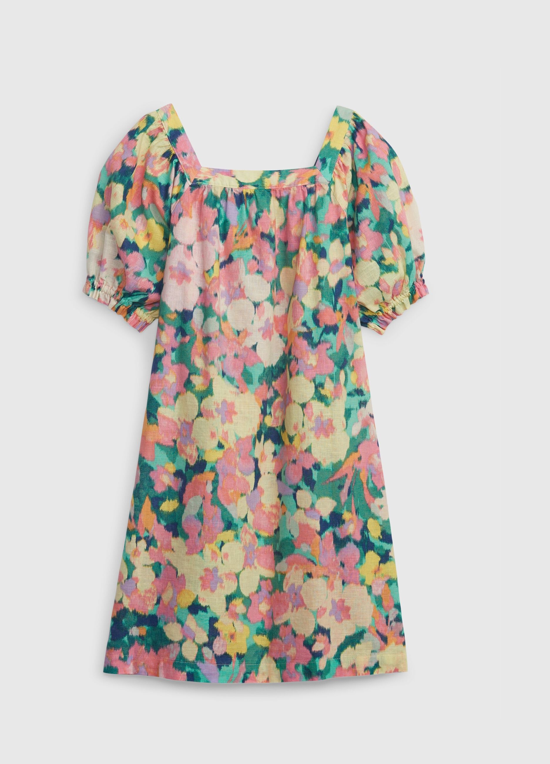 Floral dress in linen and cotton_1